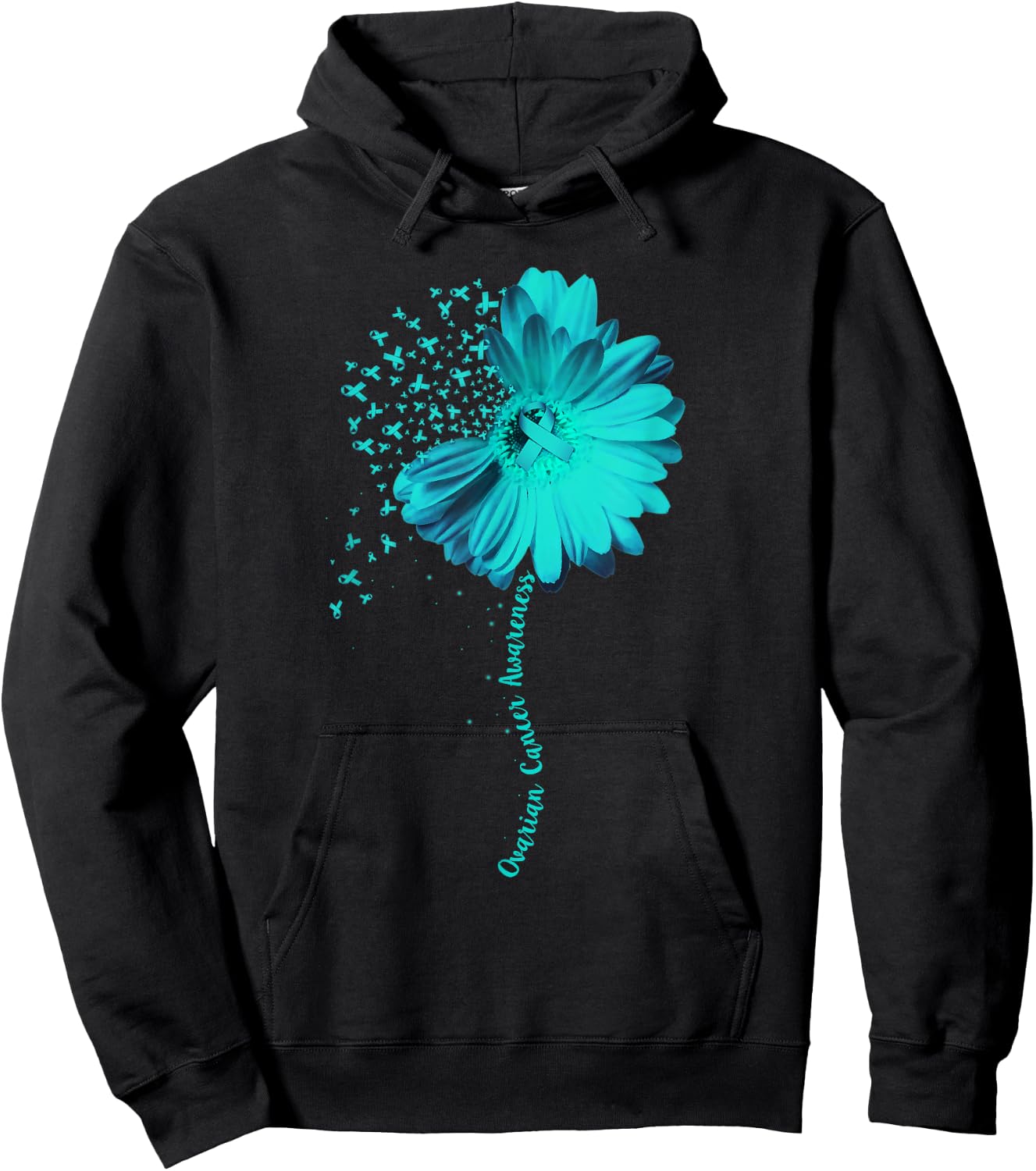 Ovarian Cancer Awareness Sunflower Ribbon Gift Hoodie - Hoodie | Black