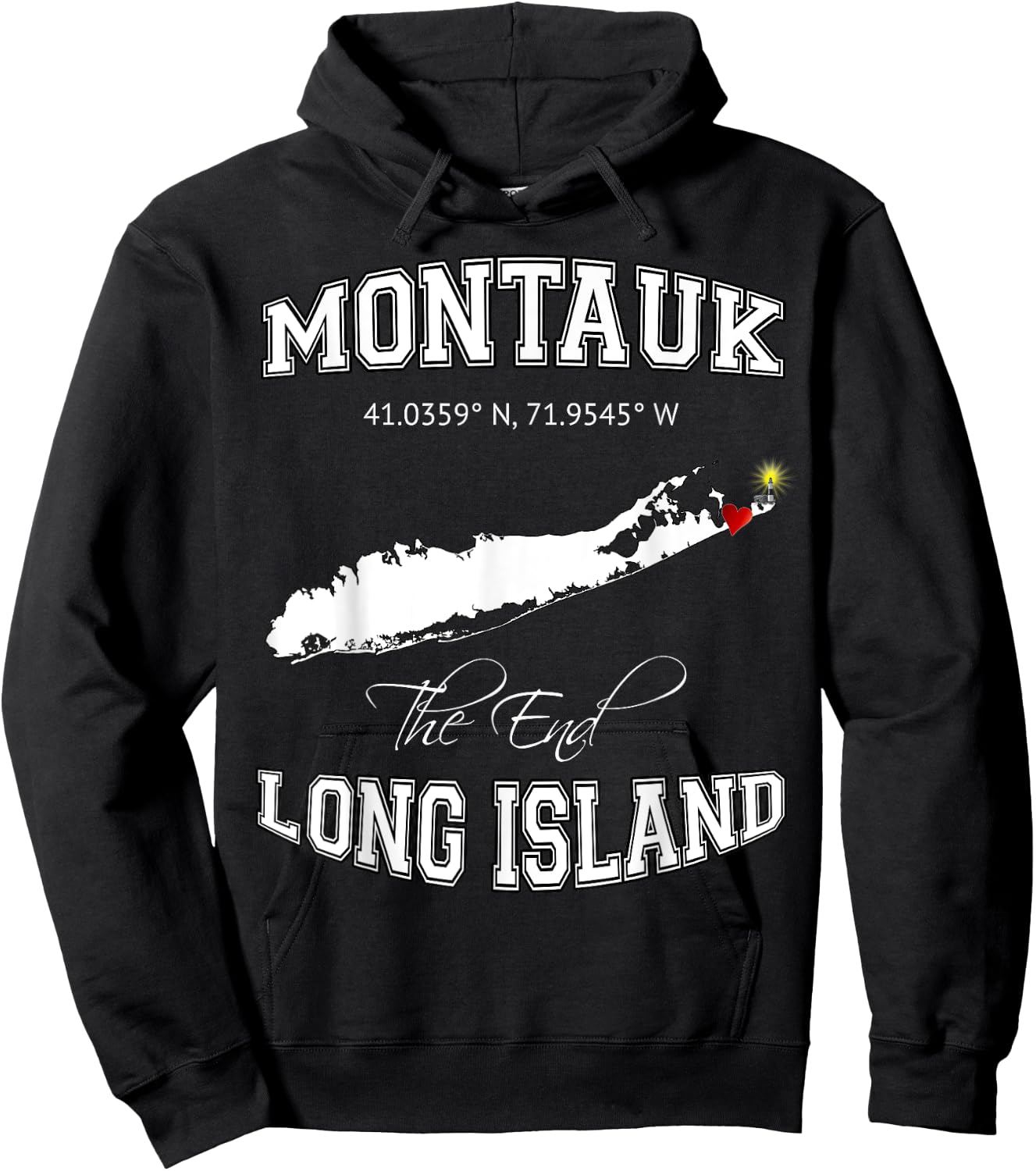 Montauk Long Island NY Hoodie - Hoodie | Black