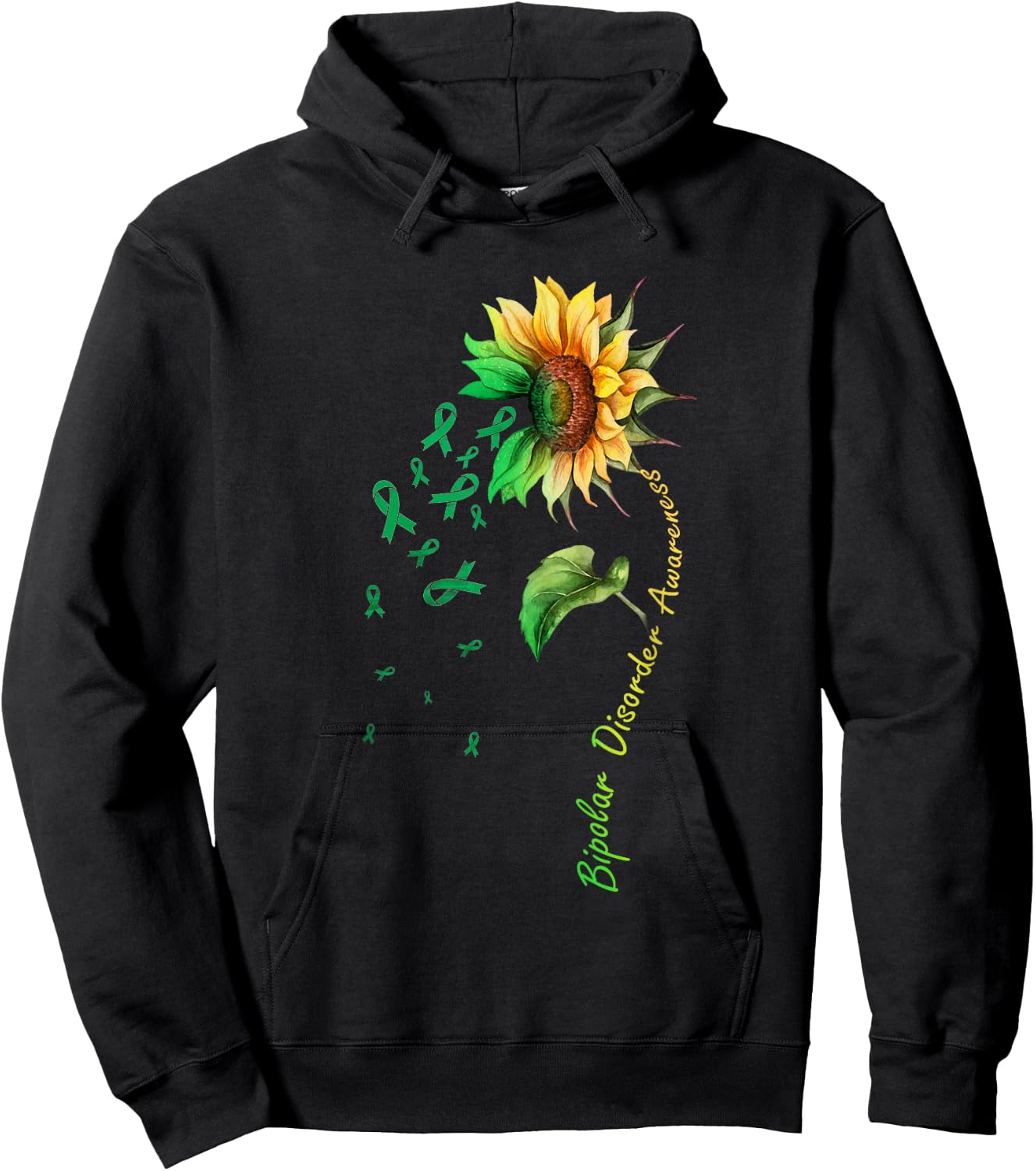 Bipolar Disorder Awareness Sunflower Hoodie - Hoodie | Black