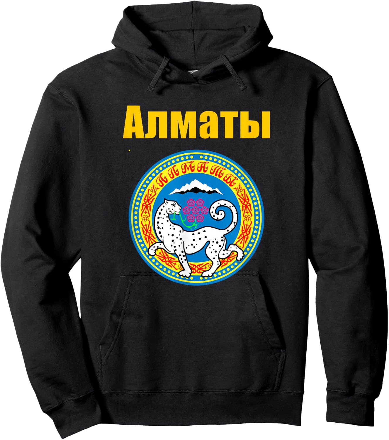 Almaty Kazakhstan Coat Of Arms Gift Kazakhstani Pride Design Hoodie - Hoodie | Black
