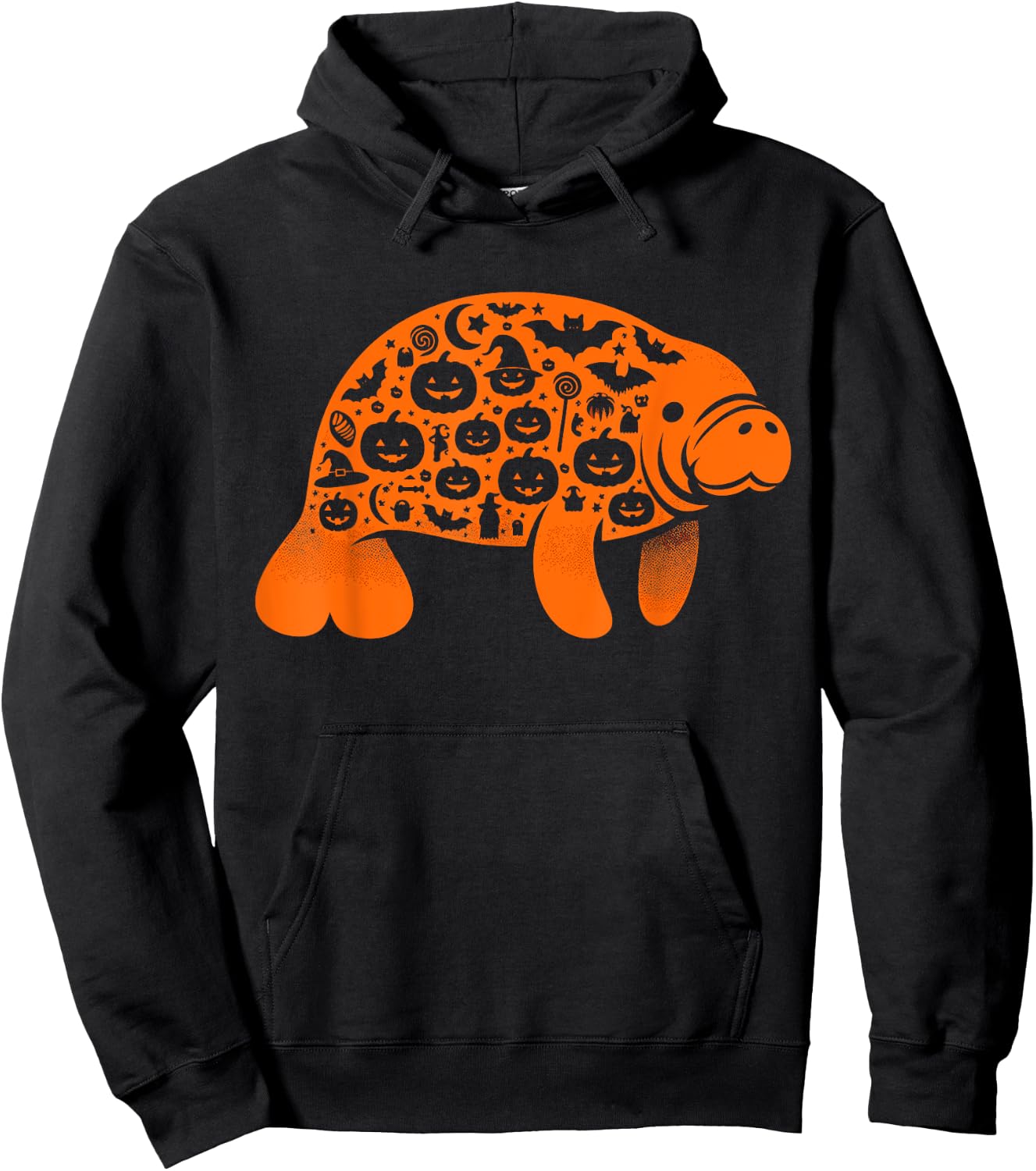 Funny Pumpkin Manatee Candy Halloween Kids Hoodie - Hoodie | Black