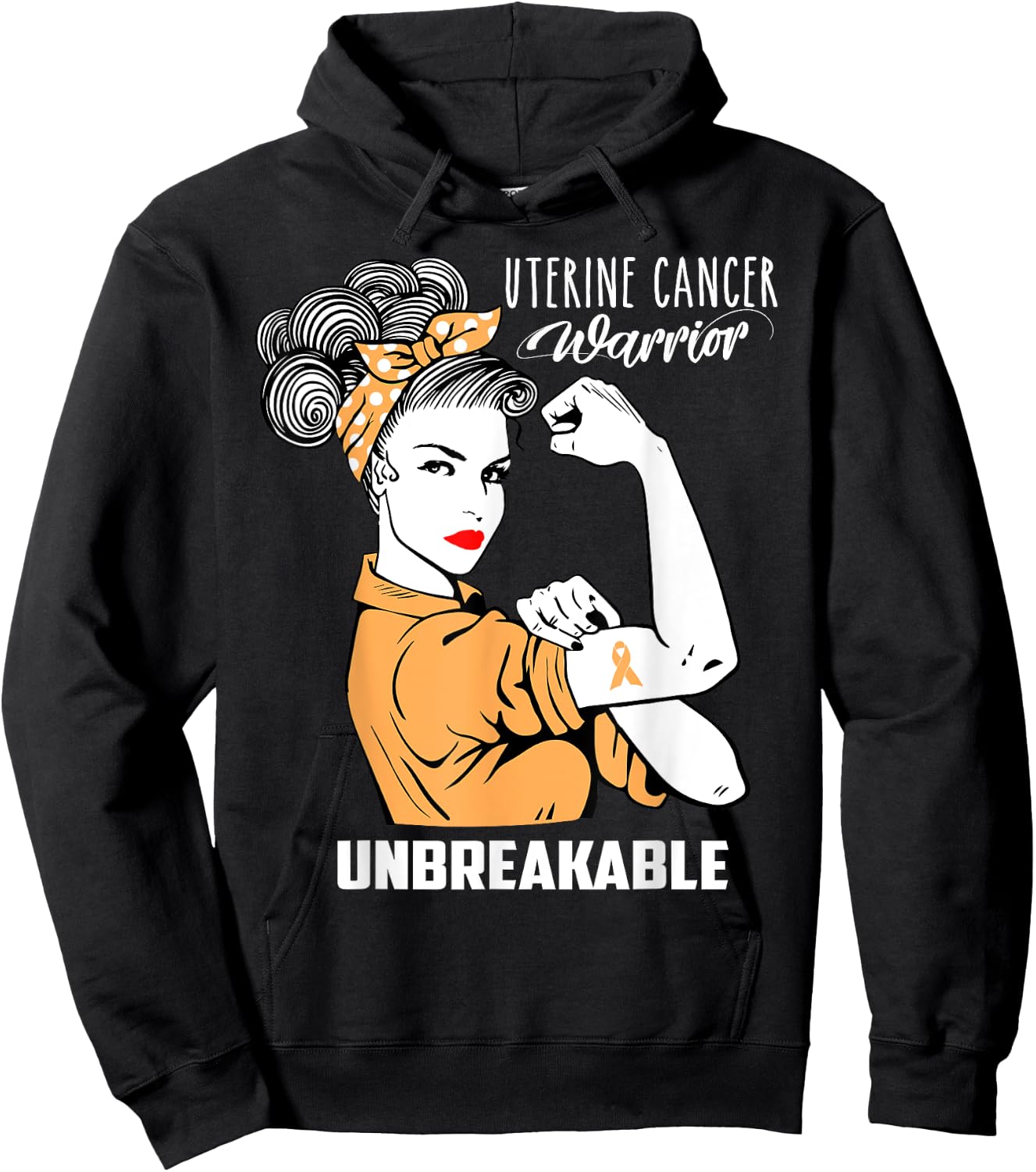 Uterine Cancer Warrior Unbreakable Shirt Awareness Gift Hoodie - Hoodie | Black