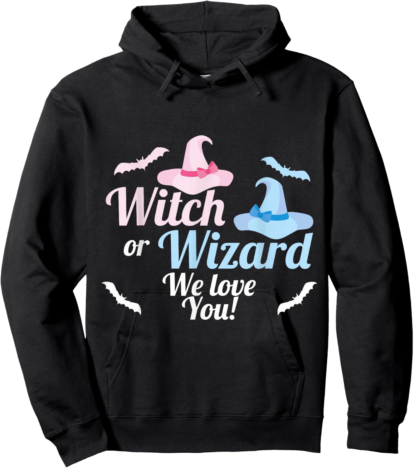 Baby Gender Reveal Shirt Witch or Wizard We Love You Hoodie - Hoodie | Black