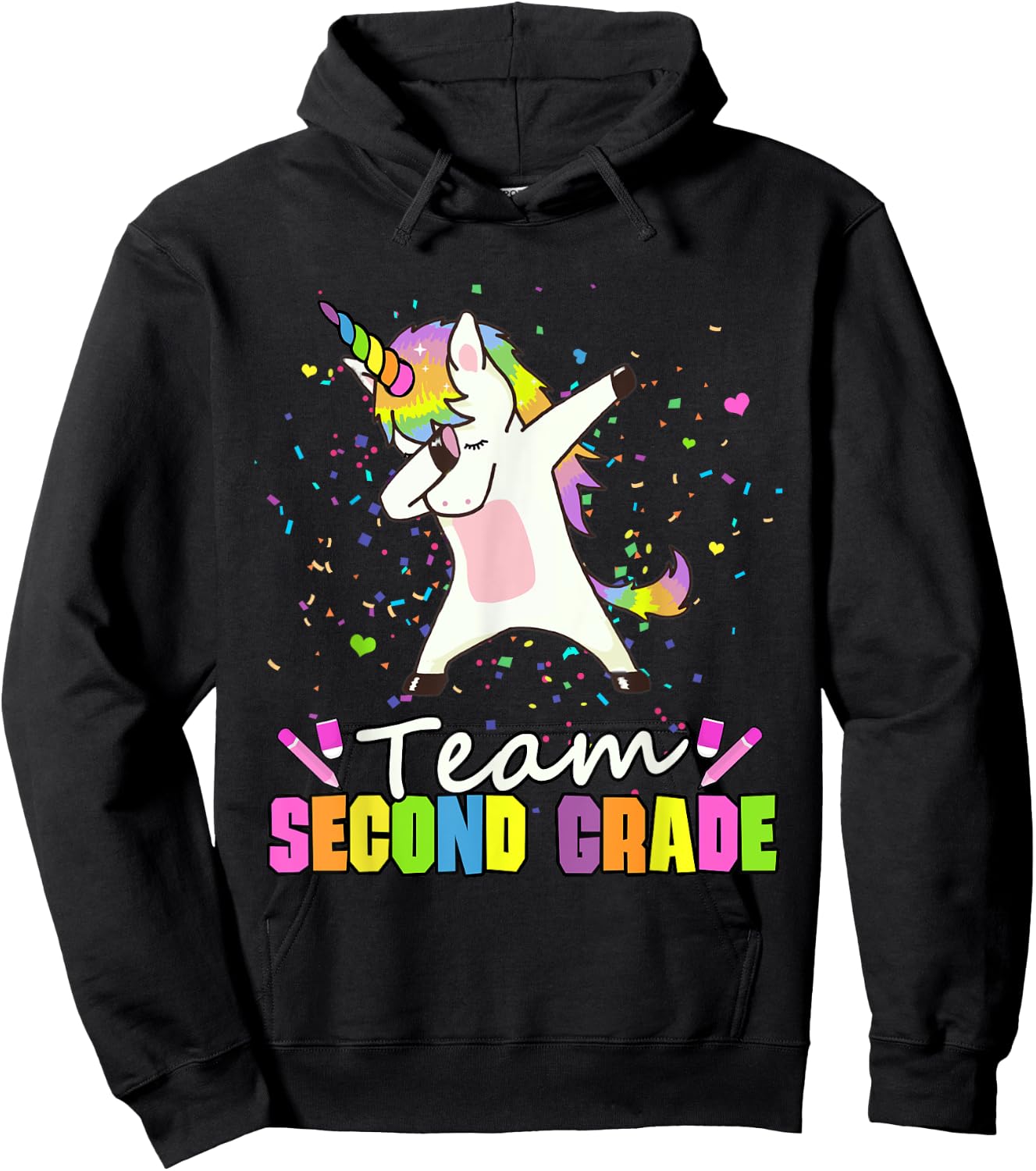Team Second Grade Unicorn Team 2nd Grade Hoodie - Hoodie | Black