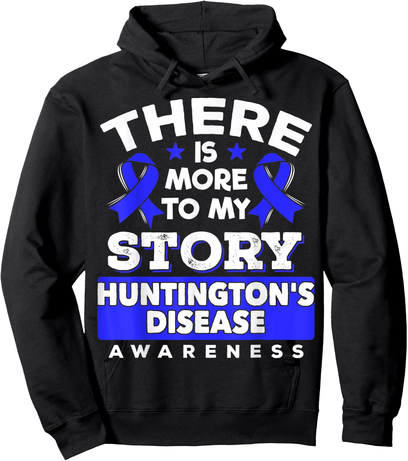 Blue Ribbon - Huntington's Disease Awareness Hoodie - Hoodie | Black