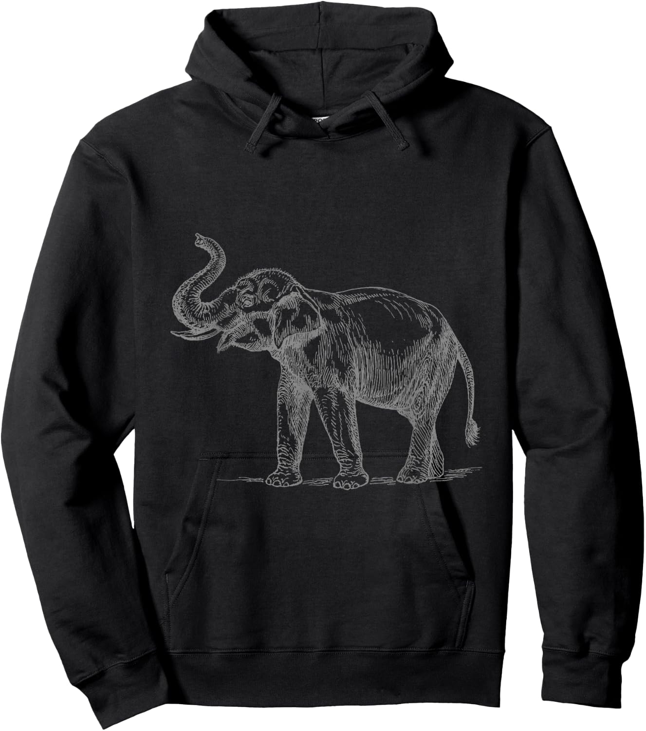 Elephant with Raised Trunk Hoodie - Hoodie | Black