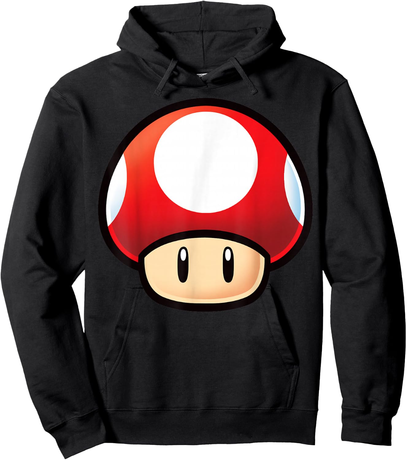 Super Mario Red Mushroom Big Face Hoodie - Hoodie | Black