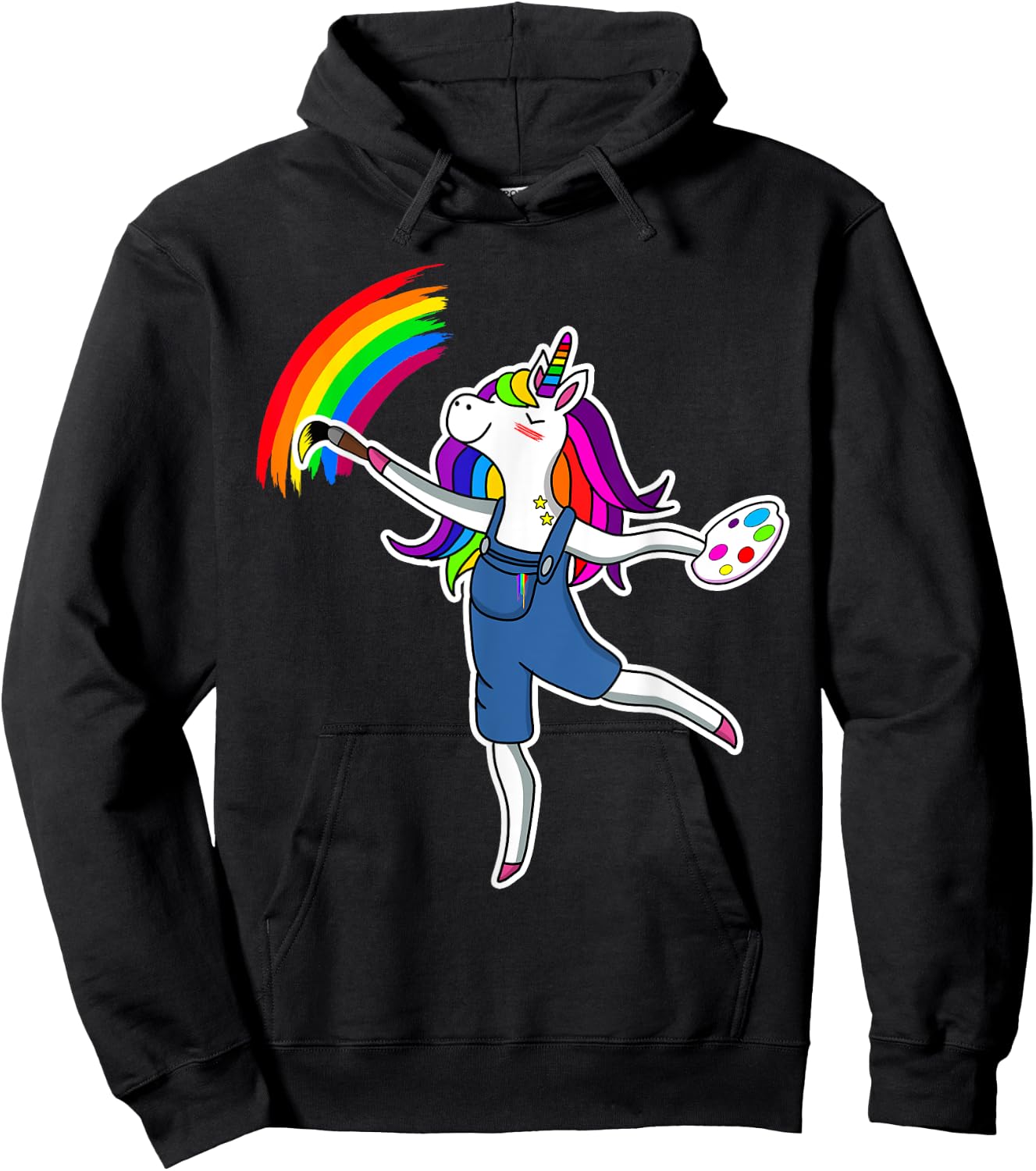 Magical Unicorn Painting Artist Rainbow Art Teacher Women Hoodie - Hoodie | Black