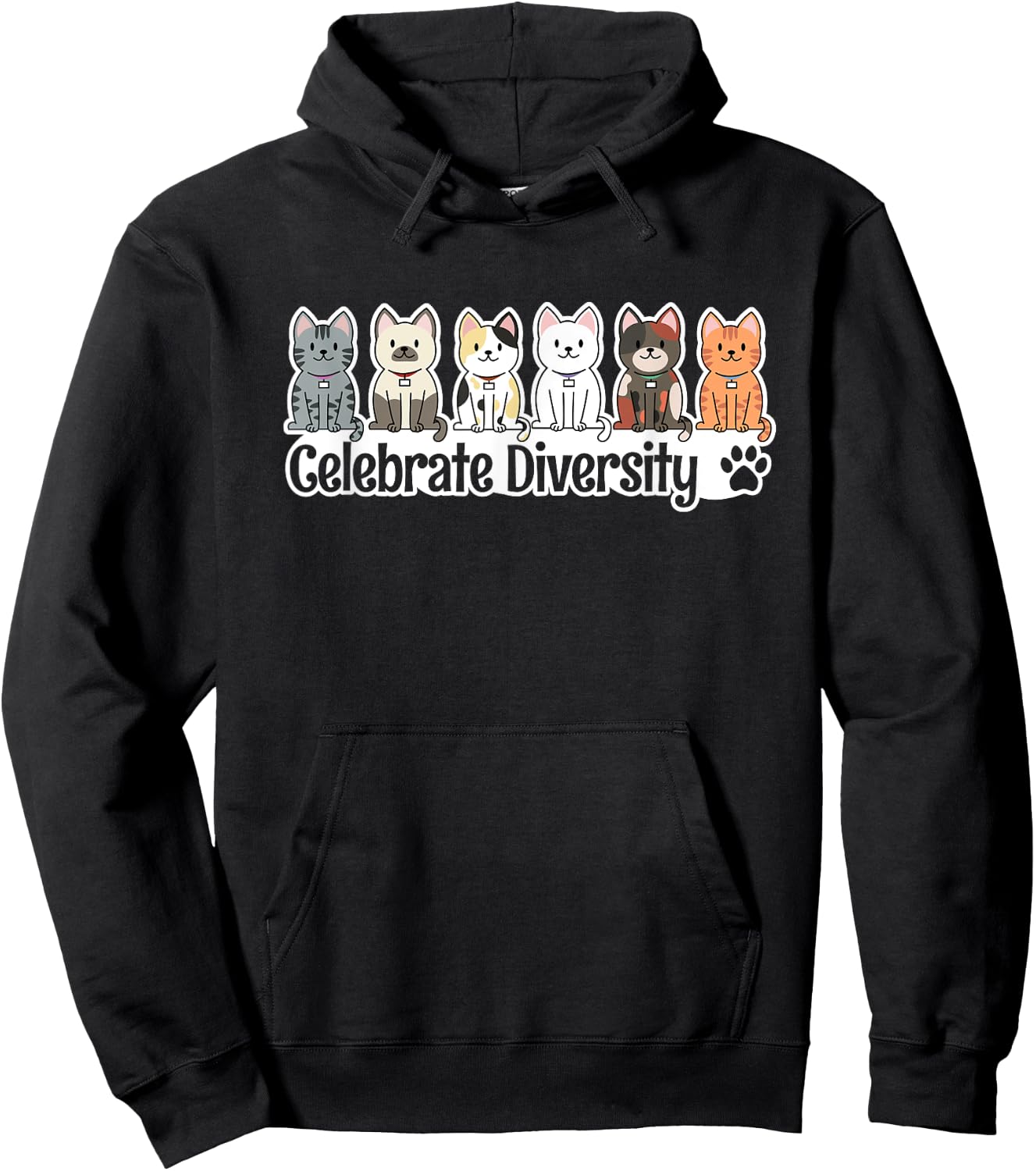 Shirt for Cat Lovers Celebrate Diversity Pet Owner Funny Cat Hoodie - Hoodie | Black