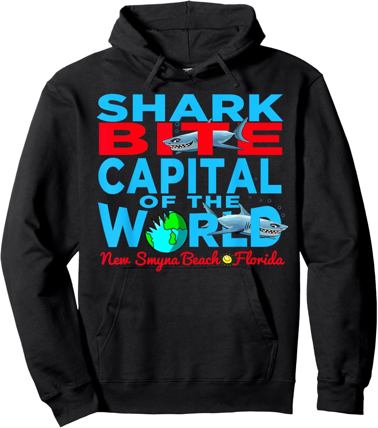 Shark Bite Capital In The World New Smyrna Daytona Beach FLA Hoodie - Hoodie | Black