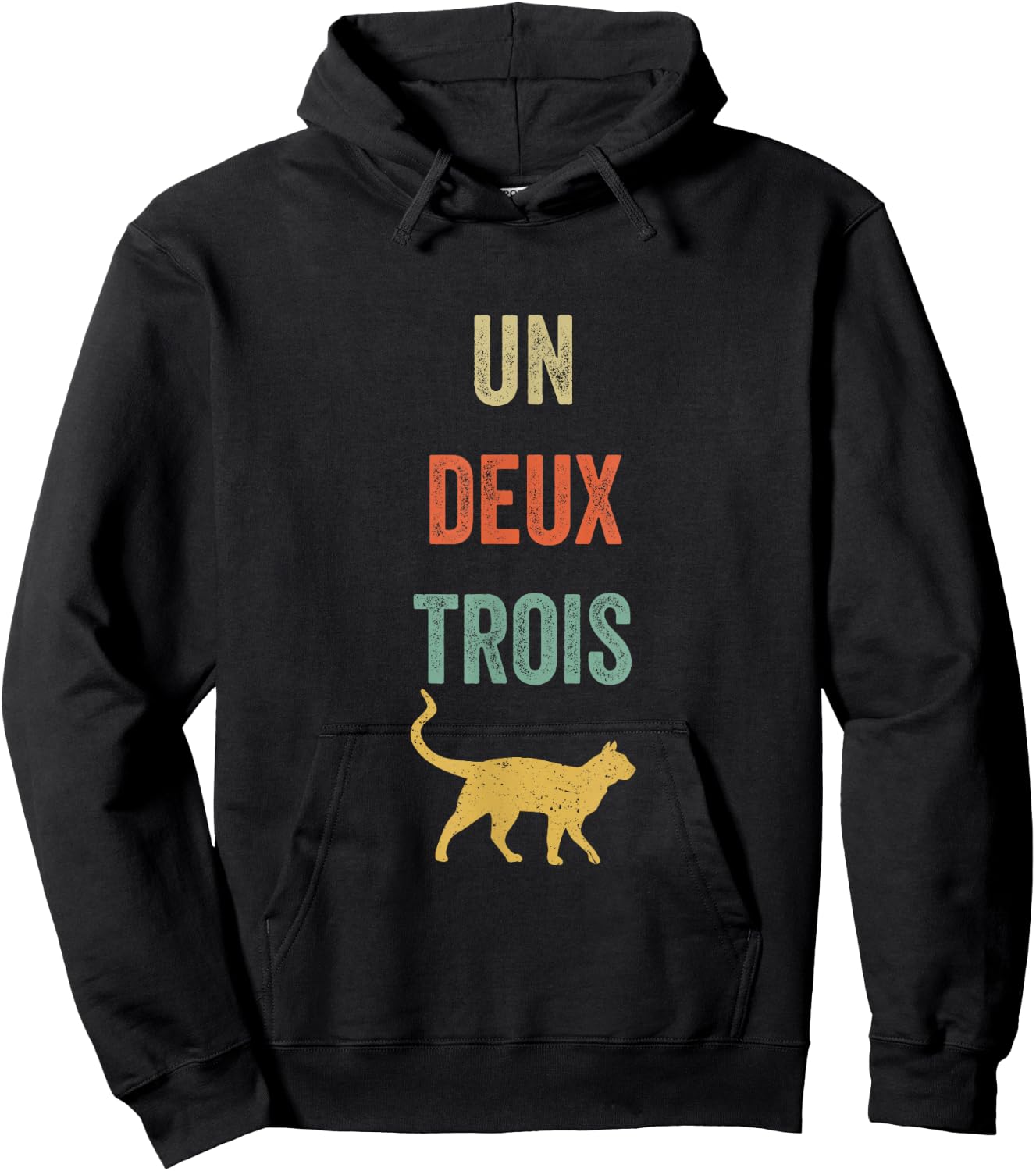 Un Deux Trois Vintage French Word Game Hoodie - Hoodie | Black