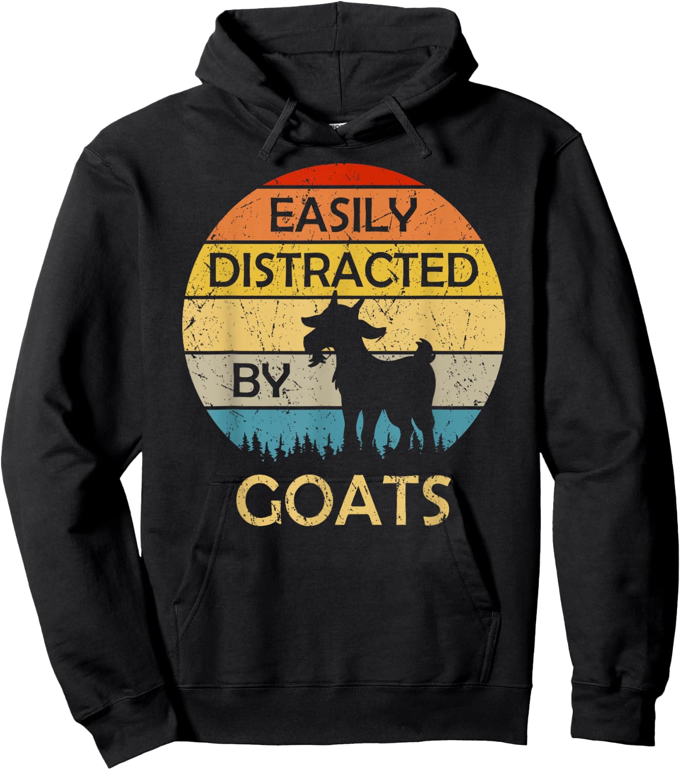 Easily Distracted by Goats Retro Vintage Funny Goat Lover Hoodie - Hoodie | Black