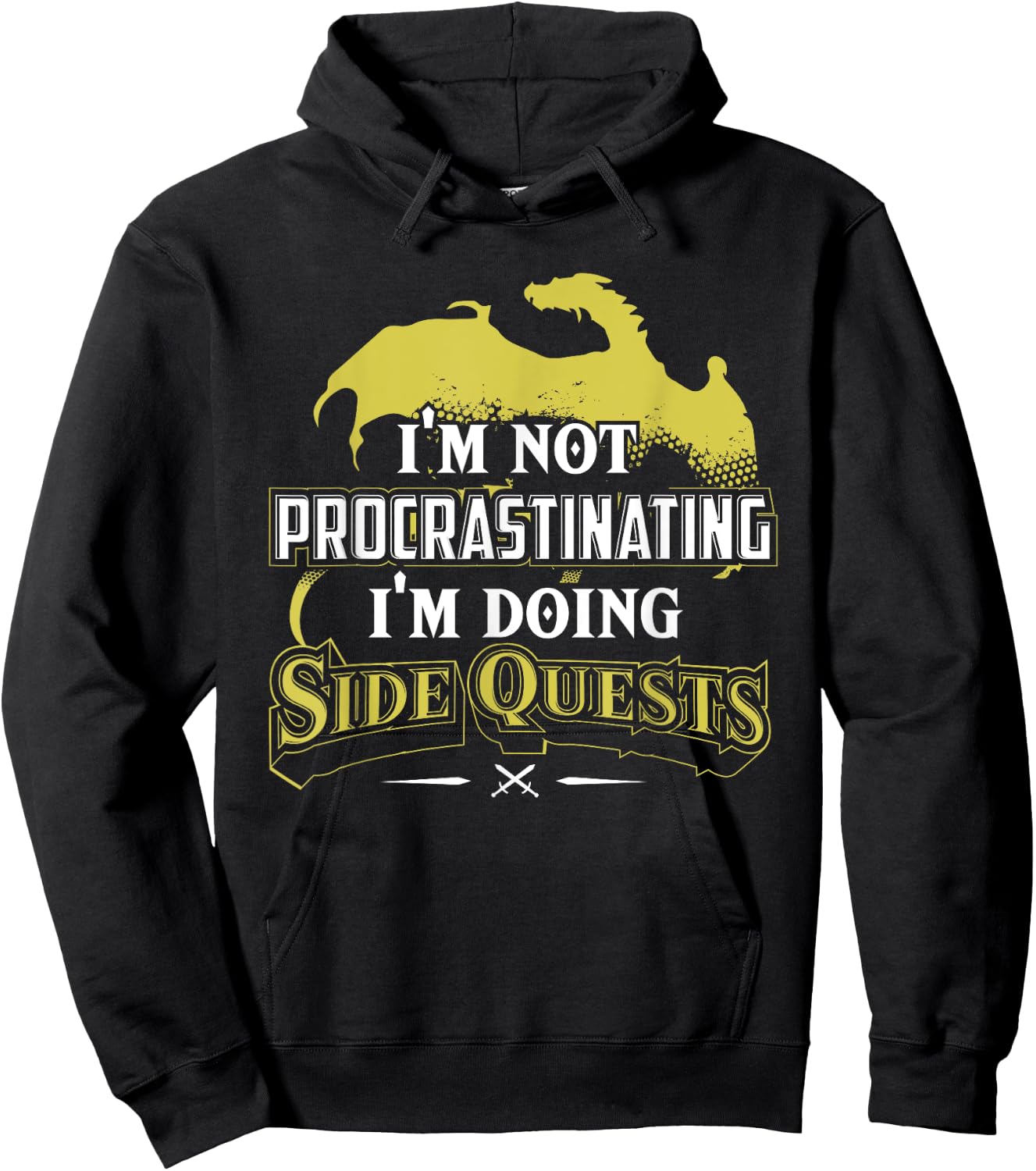 RPG Gamer : I'm Doing Side Quests - Casual , Short Sleeve, Adult Polyester (Black) Hoodie - Hoodie | Black