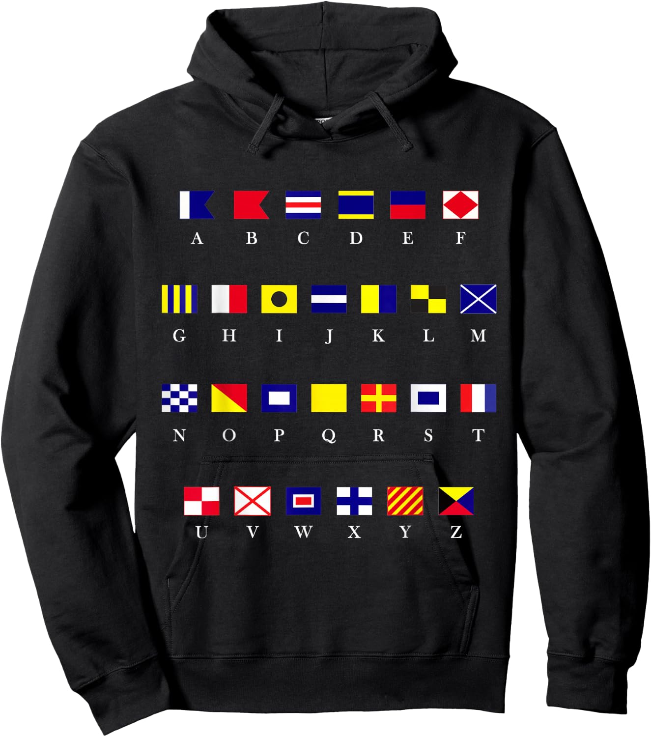 Nautical signal flag alphabet Hoodie - Hoodie | Black