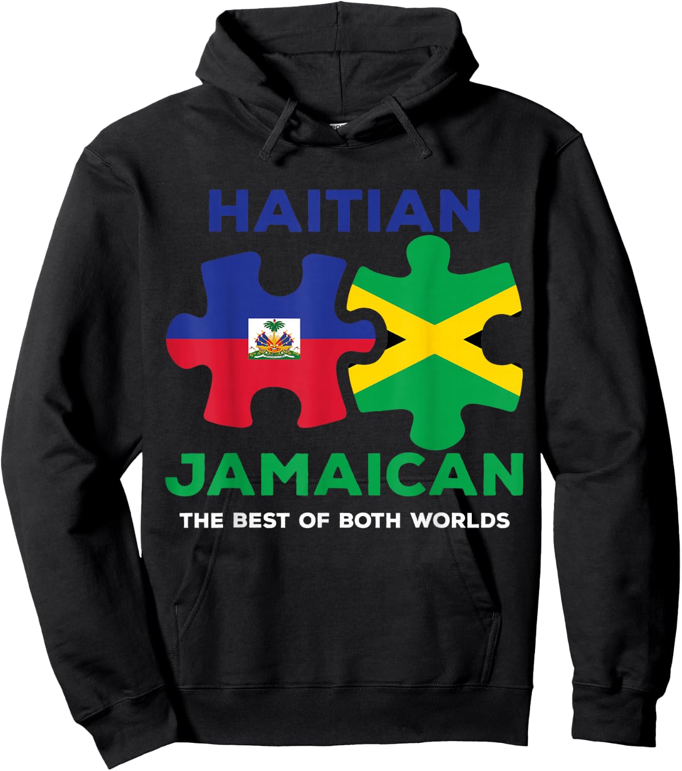 Haiti Jamaica Haitian Jamaican Ayiti Flag Day Combo Puzzle Hoodie - Hoodie | Black