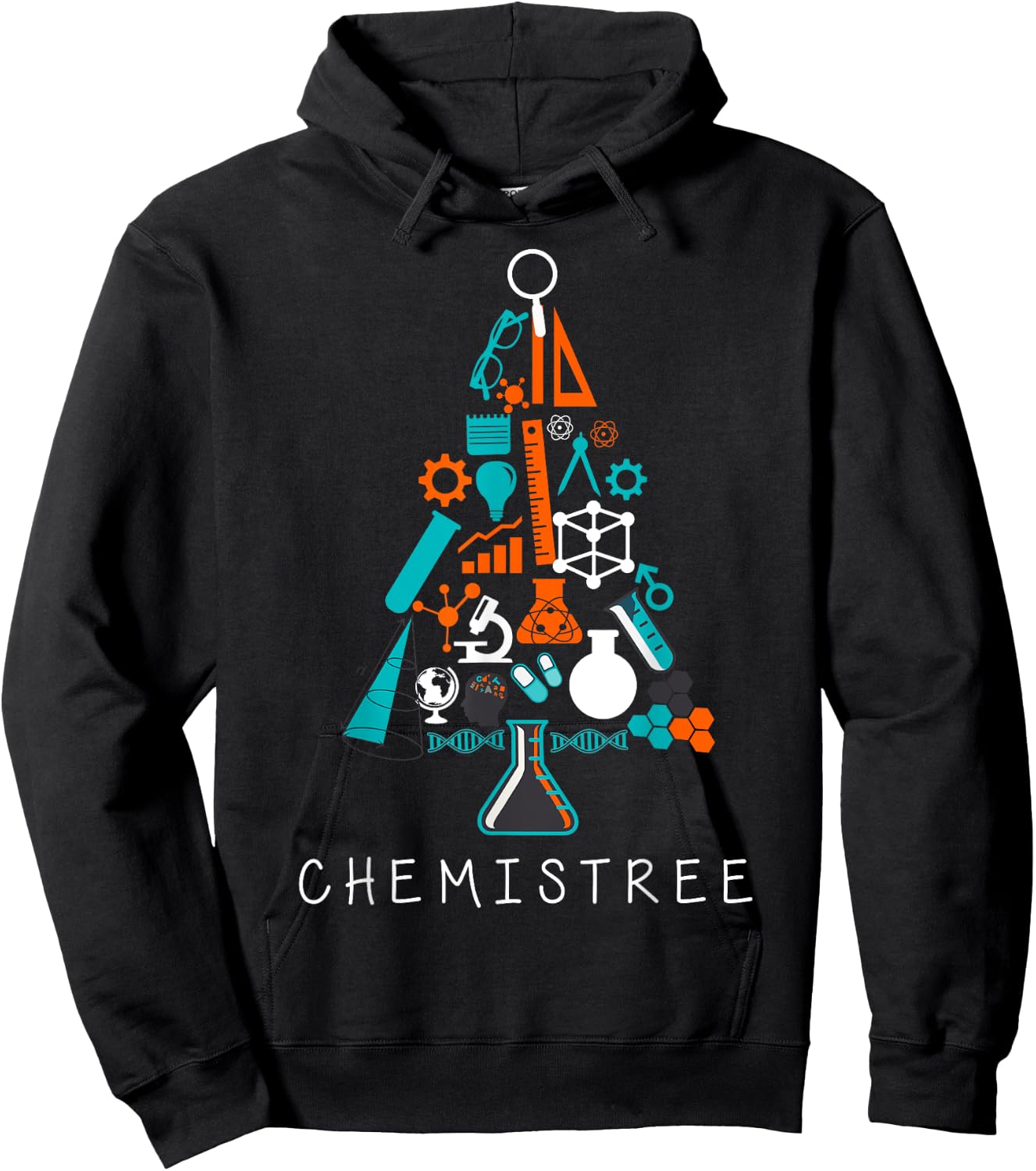 Oh Chemistree Funny Science Christmas Tree Labratory Costume Hoodie - Hoodie | Black