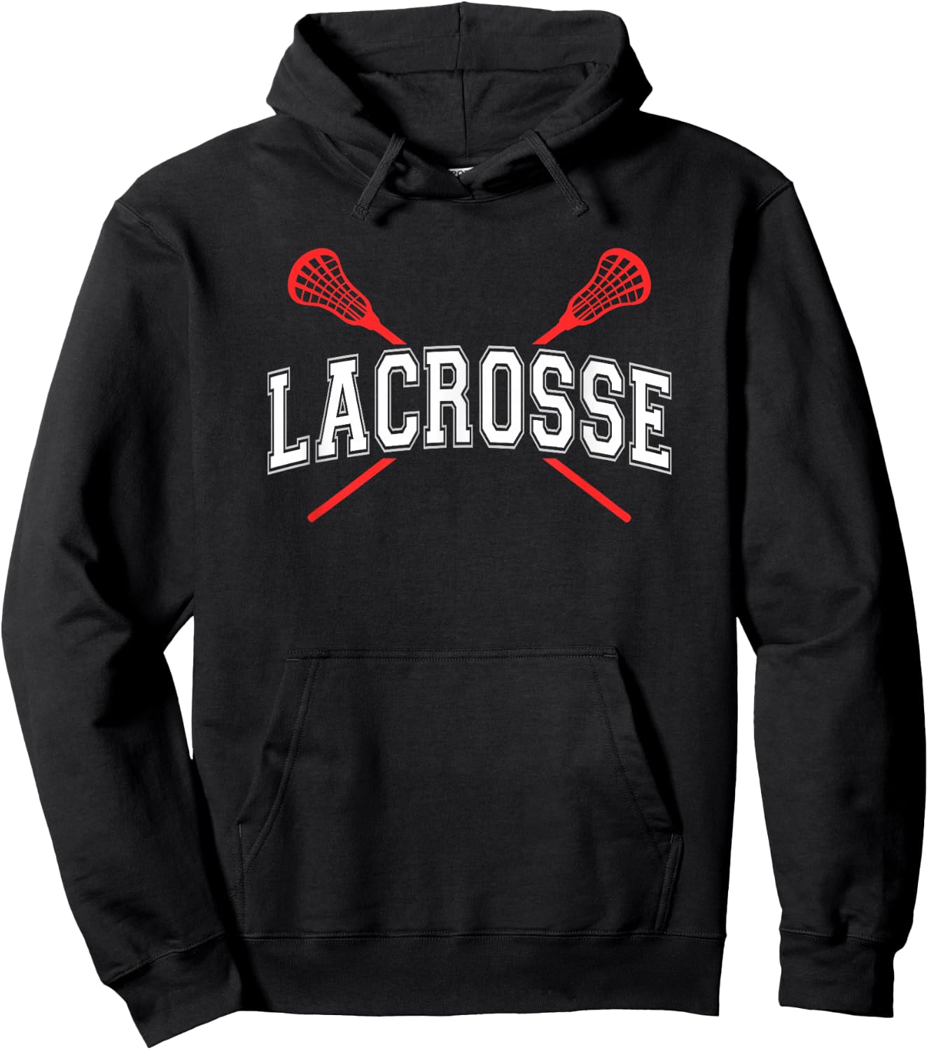 Lacrosse Shirt Red Crossed Sticks for youth or adult Hoodie - Hoodie | Black