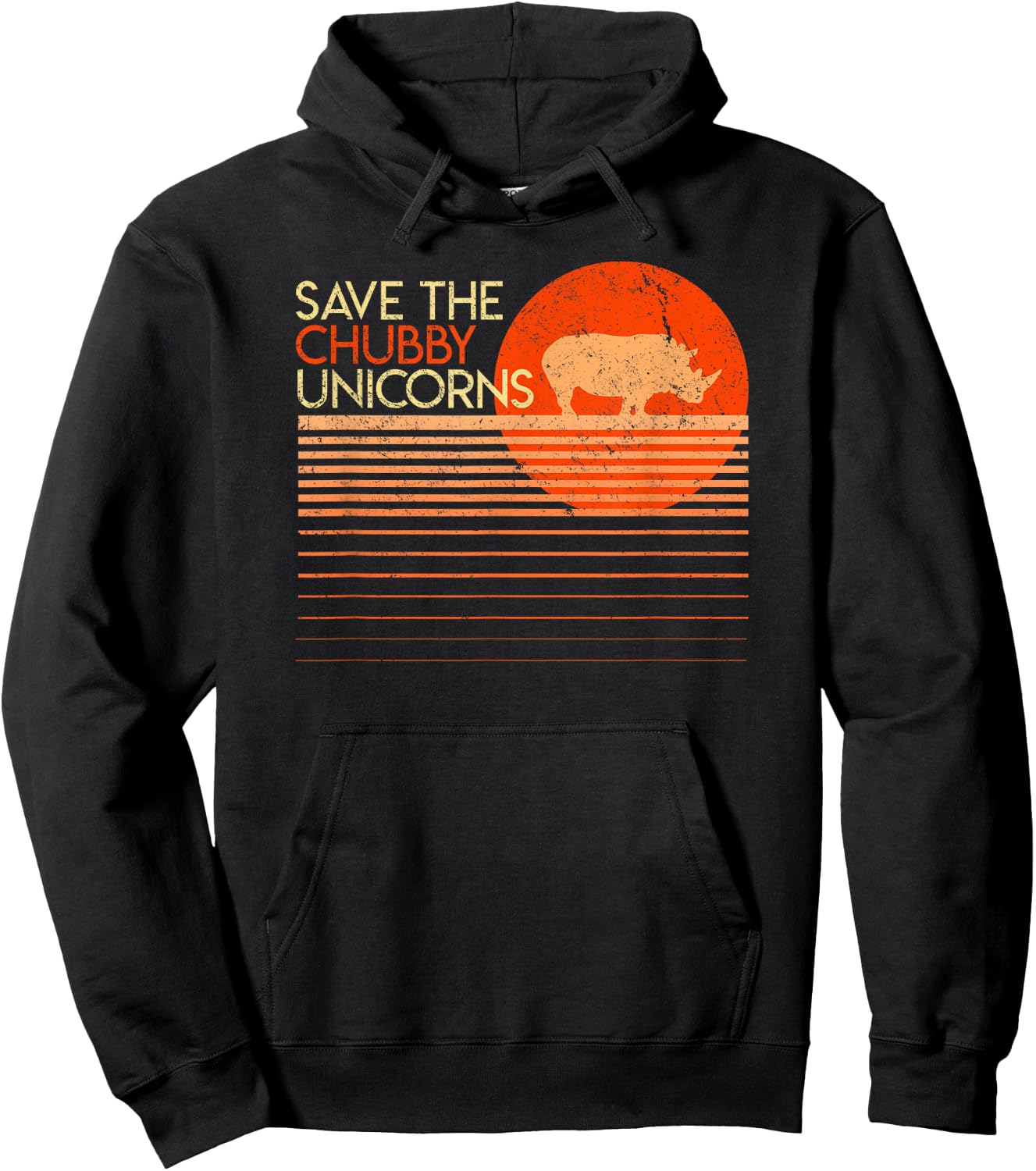 Save The Chubby Unicorns Shirt. Retro Style Rhino Hoodie - Hoodie | Black