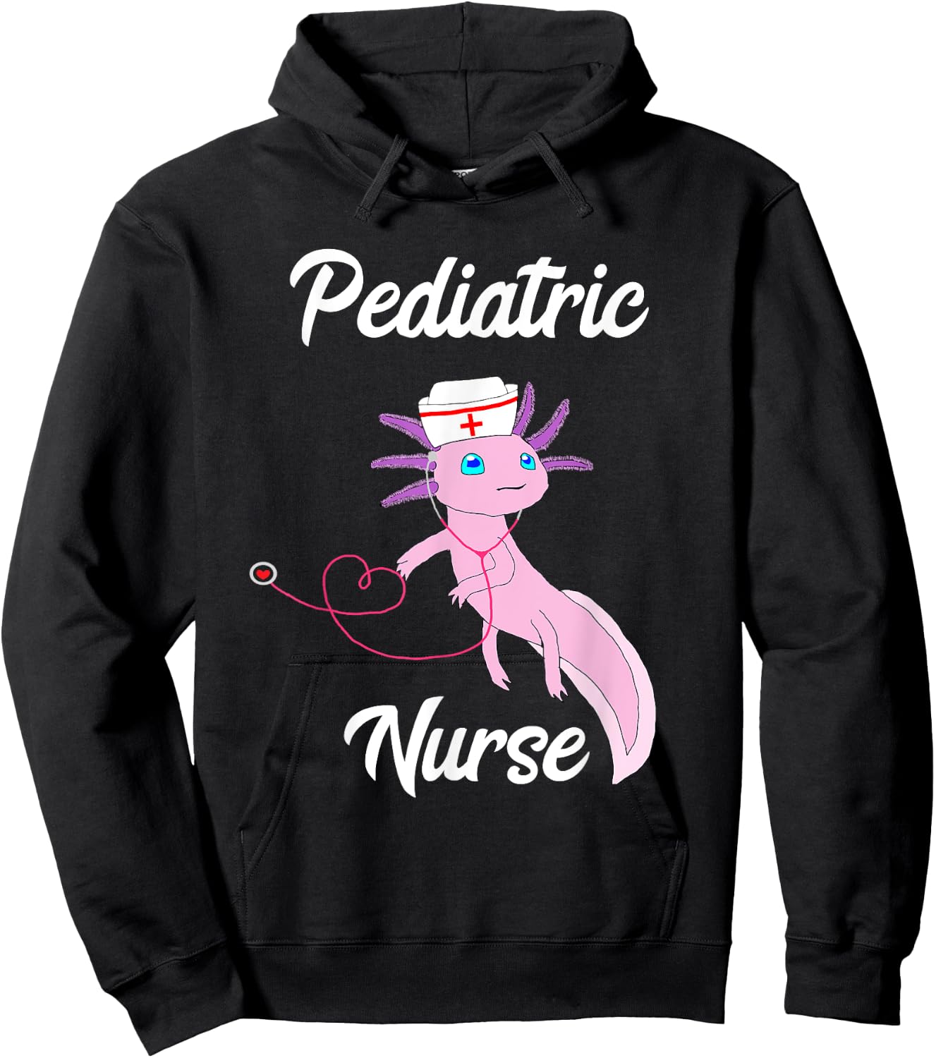 Pediatric Nurse Axolotl Funny Mexican Salamander Nursing Hoodie - Hoodie | Black