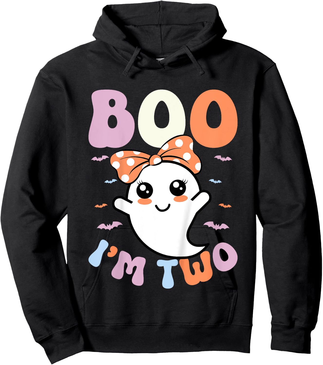 Kids Boo I'm Two Ghost 2nd Birthday Kids 2 Years Old Halloween Hoodie - Hoodie | Black