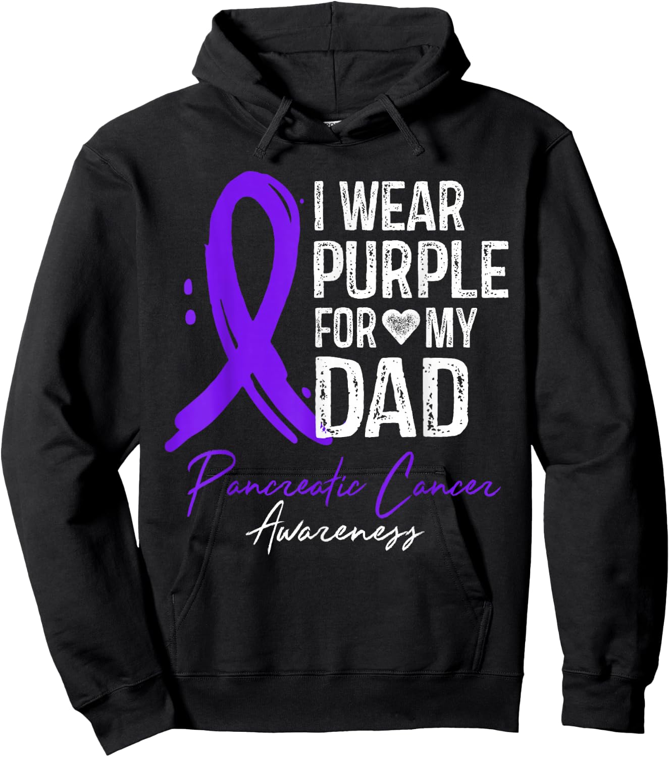 I Wear Purple For My Dad Shirt Pancreatic Cancer Awareness Hoodie - Hoodie | Black