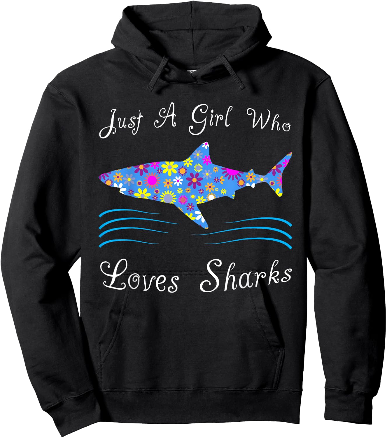 Fun Cute Just A Girl Who Loves Sharks Hoodie - Hoodie | Black