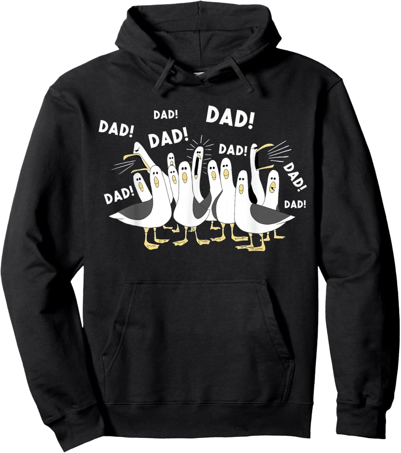 Dad Seagull Funny Dada Seagulls Fathers Day Humor Hoodie - Hoodie | Black