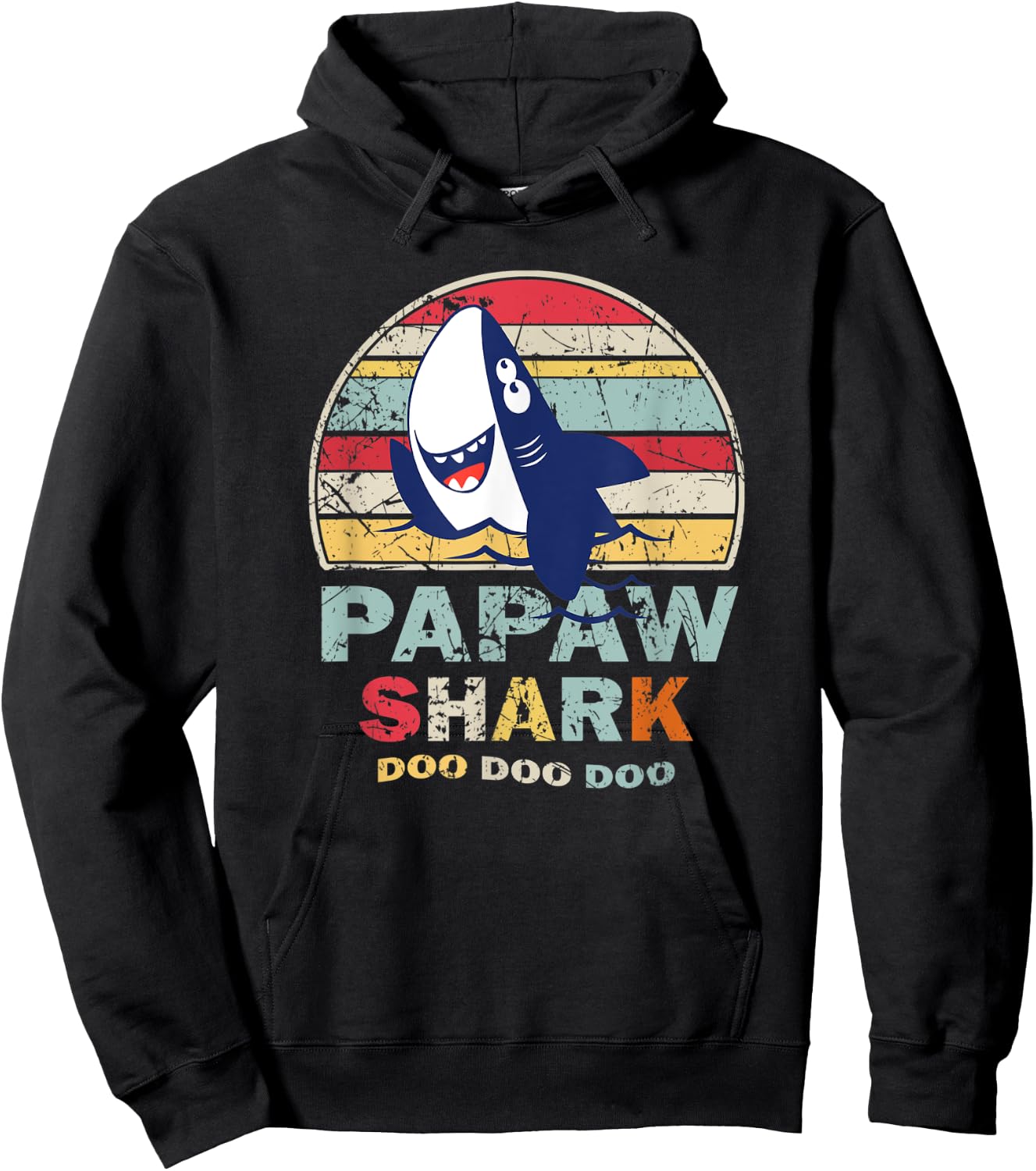 Vintage Papaw Shark Shirt Fathers Day Gift Women Hoodie - Hoodie | Black