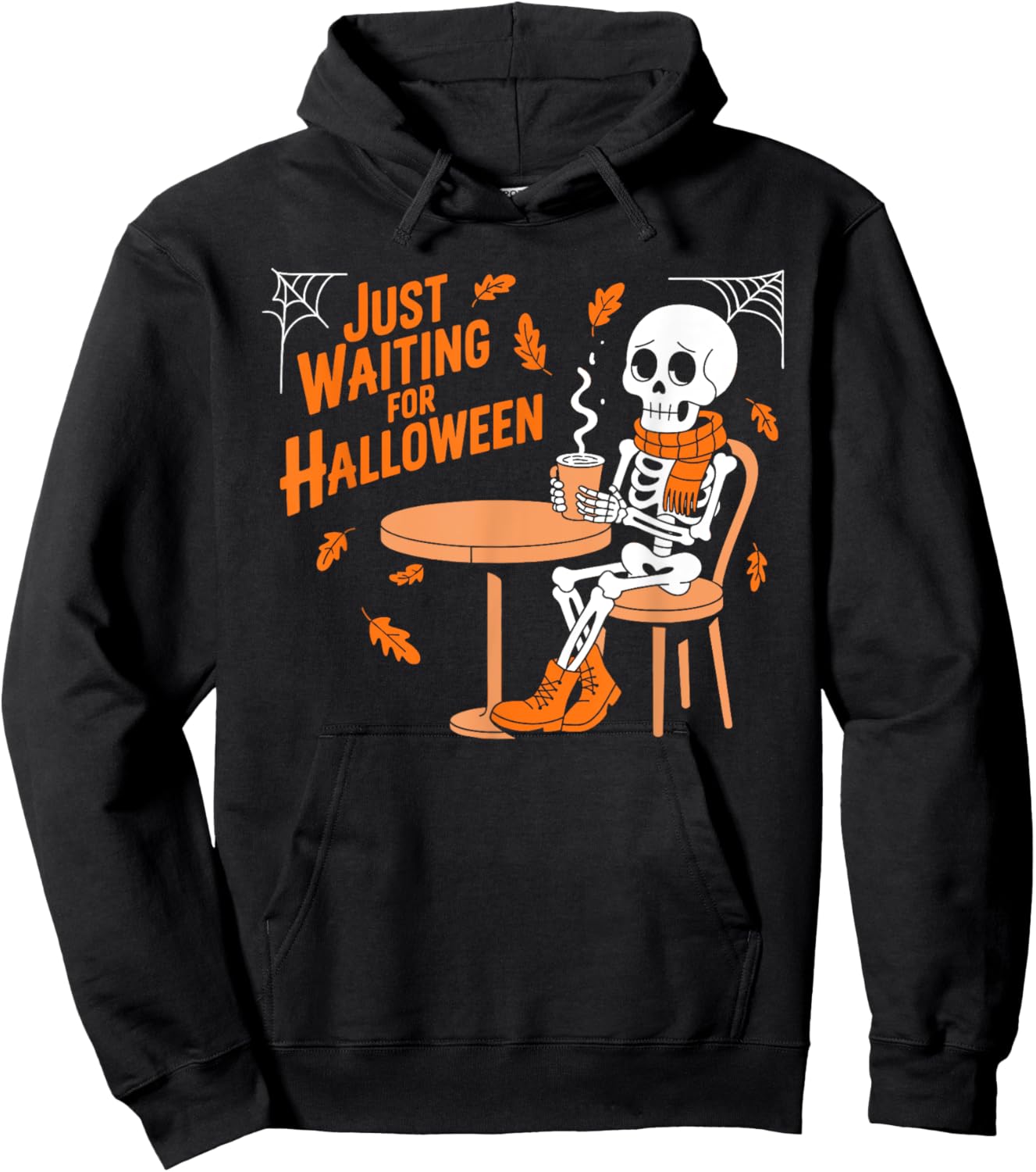 Just Waiting for Halloween Skeleton Hoodie - Hoodie | Black