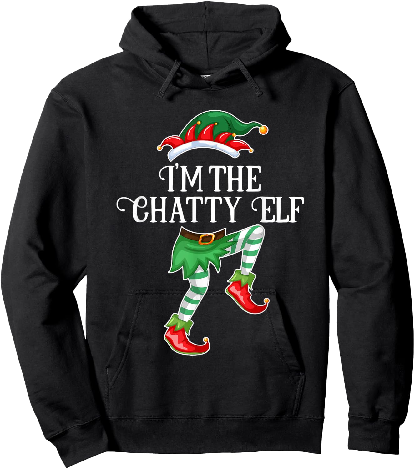 I'm the Chatty Elf Christmas Matching Family Group Gift Hoodie - Hoodie | Black