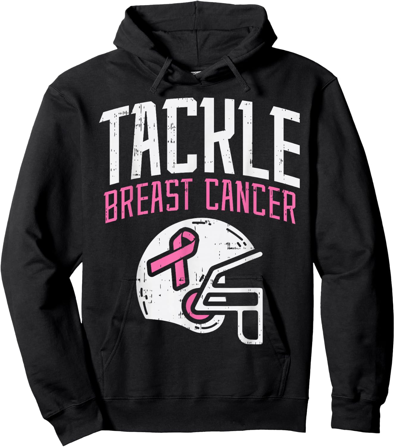 Tackle Breast Cancer Football Breast Cancer Awareness Gift Hoodie - Hoodie | Black