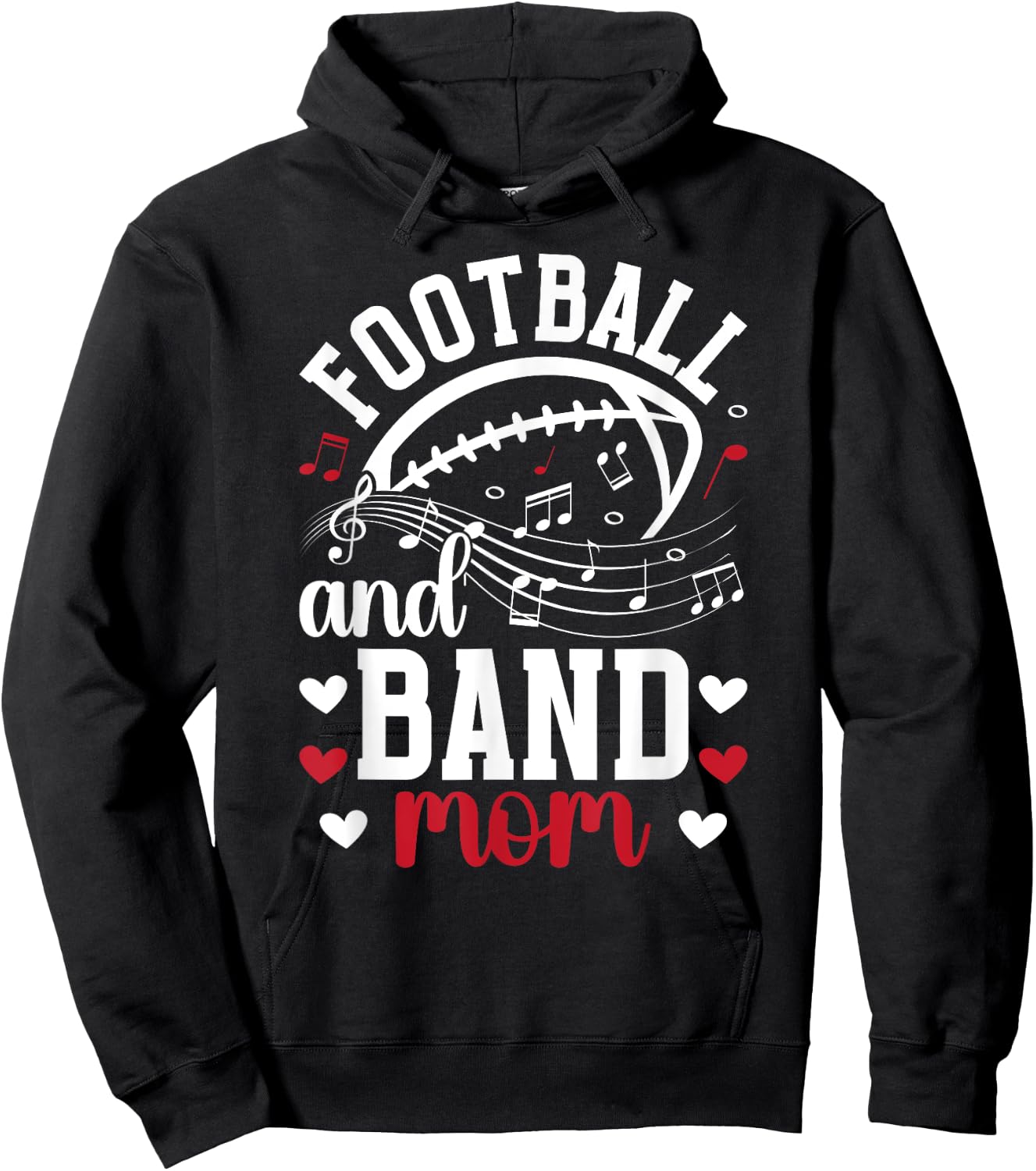 Football And Band Mom Marching Band And Football Mama Hoodie - Hoodie | Black