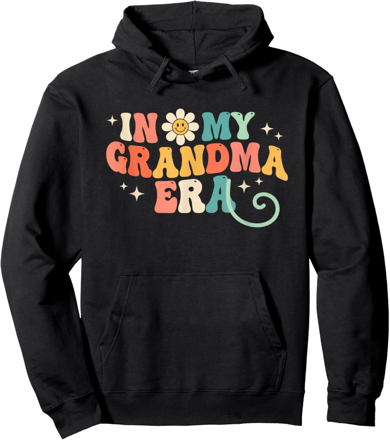 in My Grandma Era Retro Grandparent Vintage Flower Power Hoodie - Hoodie | Black