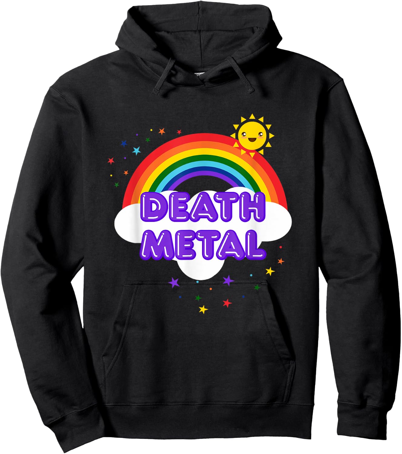 Death Metal Rainbow - Funny Heavy Metal Cool Pink Hoodie - Hoodie | Black