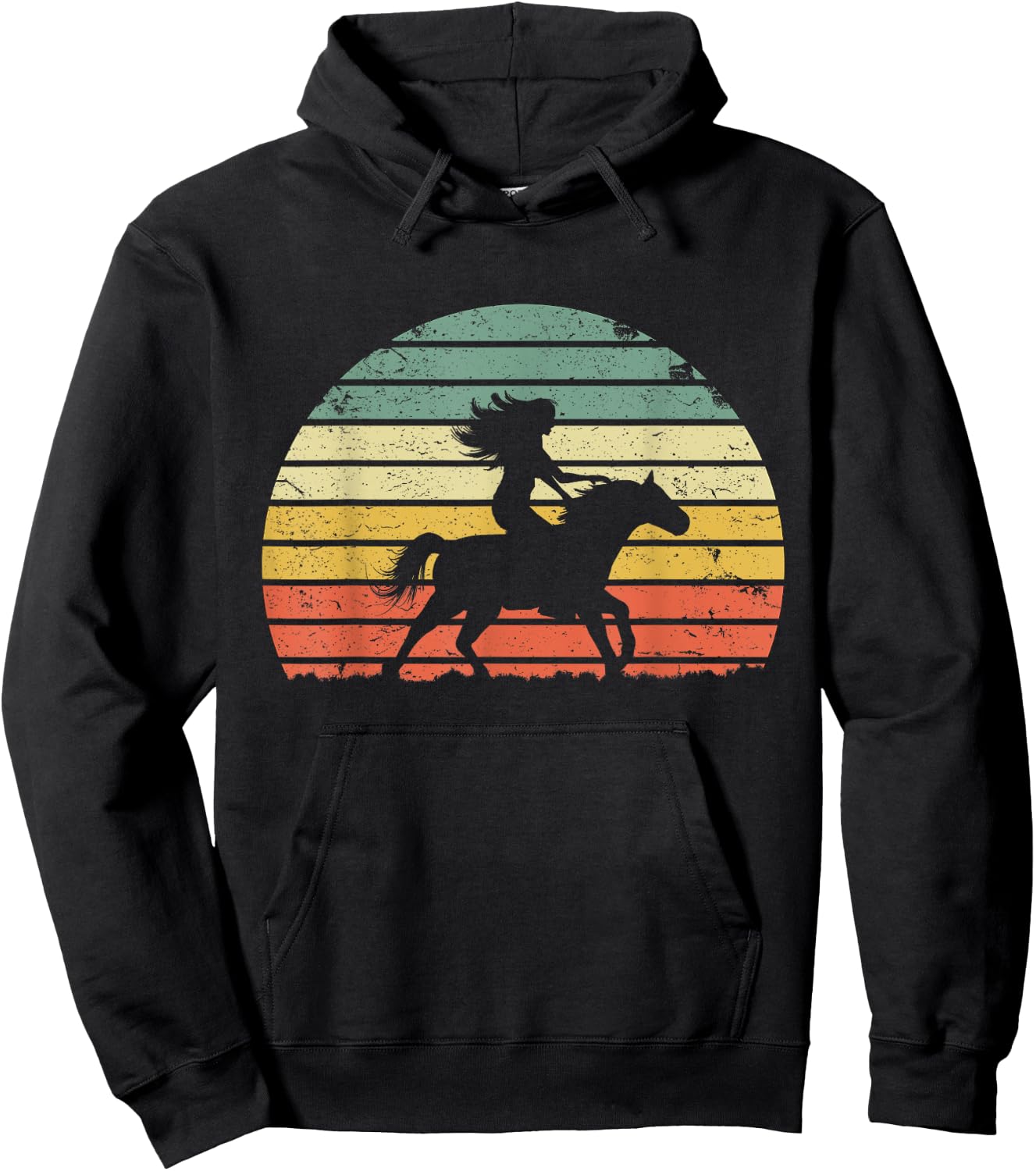 Girl Horse Riding Shirt Vintage Cowgirl Texas Ranch Hoodie - Hoodie | Black