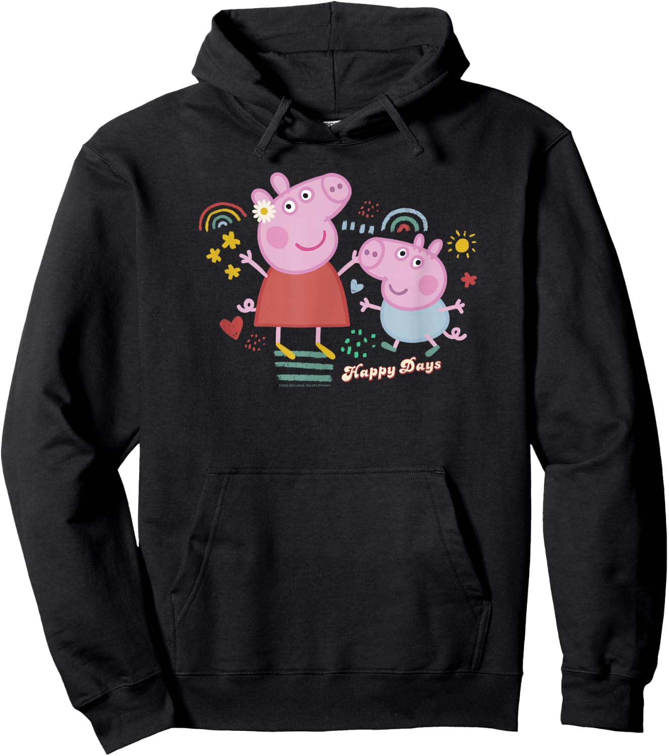 Peppa Pig -Kids Blue Cartoon , Small Hoodie - Hoodie | Black
