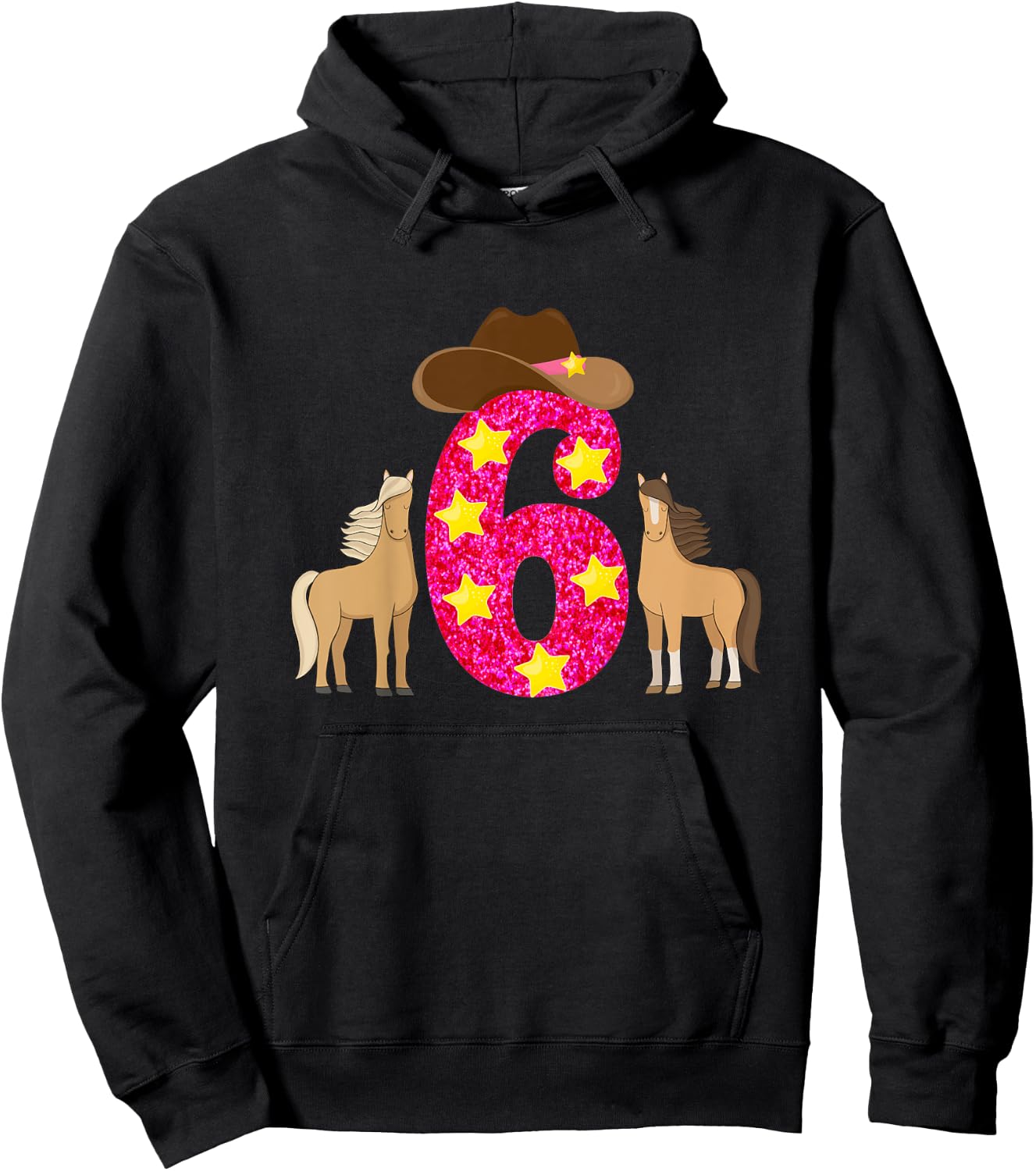 6 Year Old Cowgirl Birthday Hoodie - Hoodie | Black