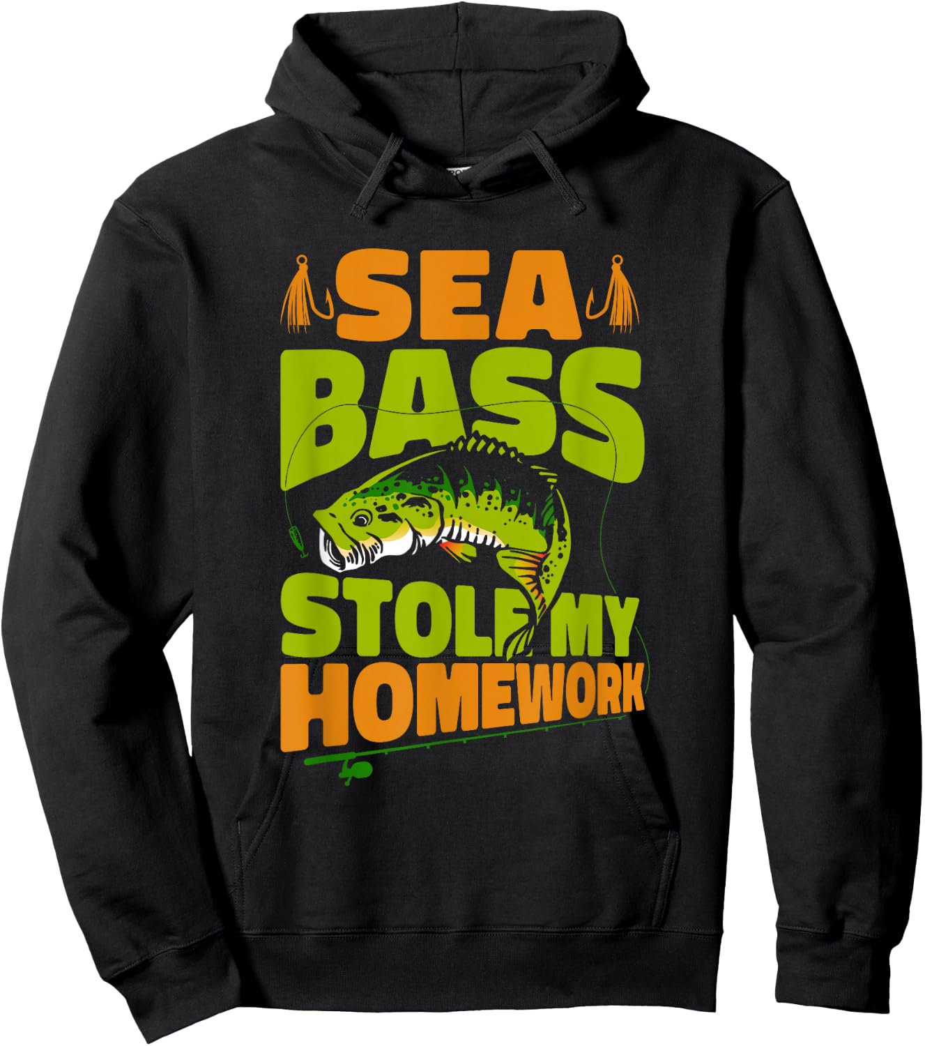 Sea Bass Stole My Homework Fisherman Bass Fishing Hoodie - Hoodie | Black