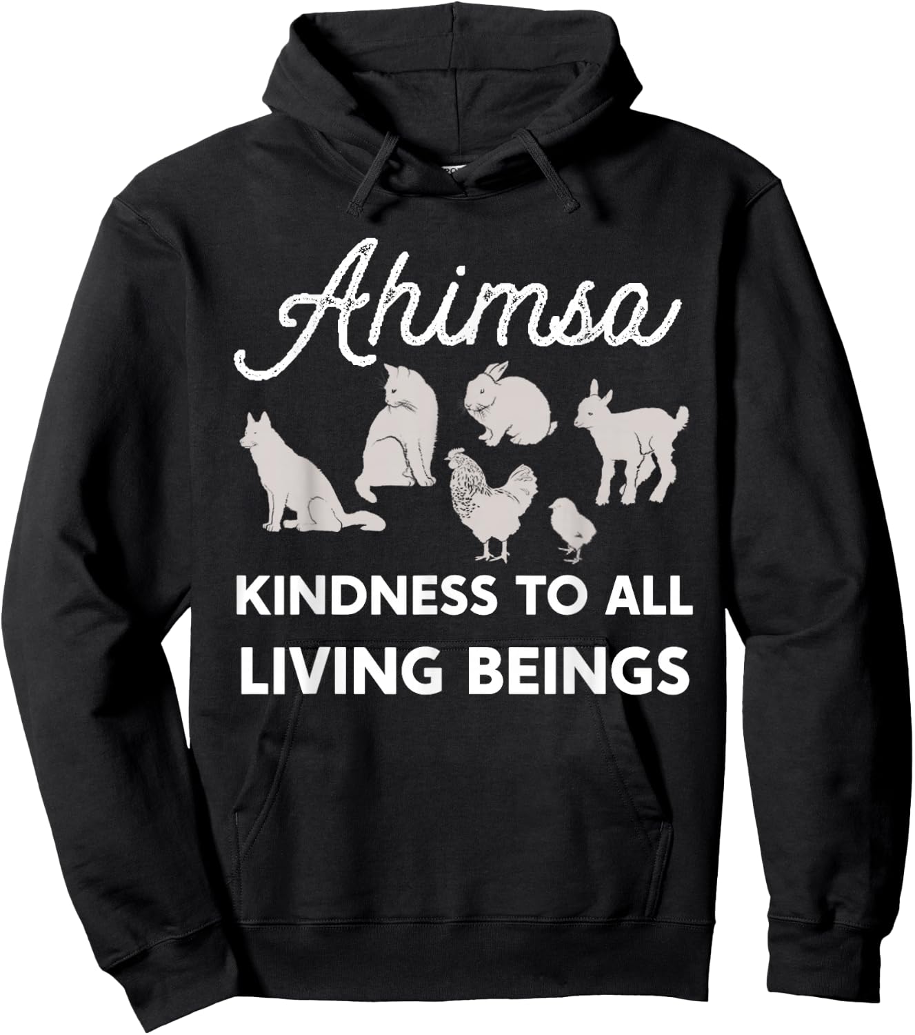 Ahimsa Vegan Shirt Ahimsa Kindness to All Living Beings Hoodie - Hoodie | Black