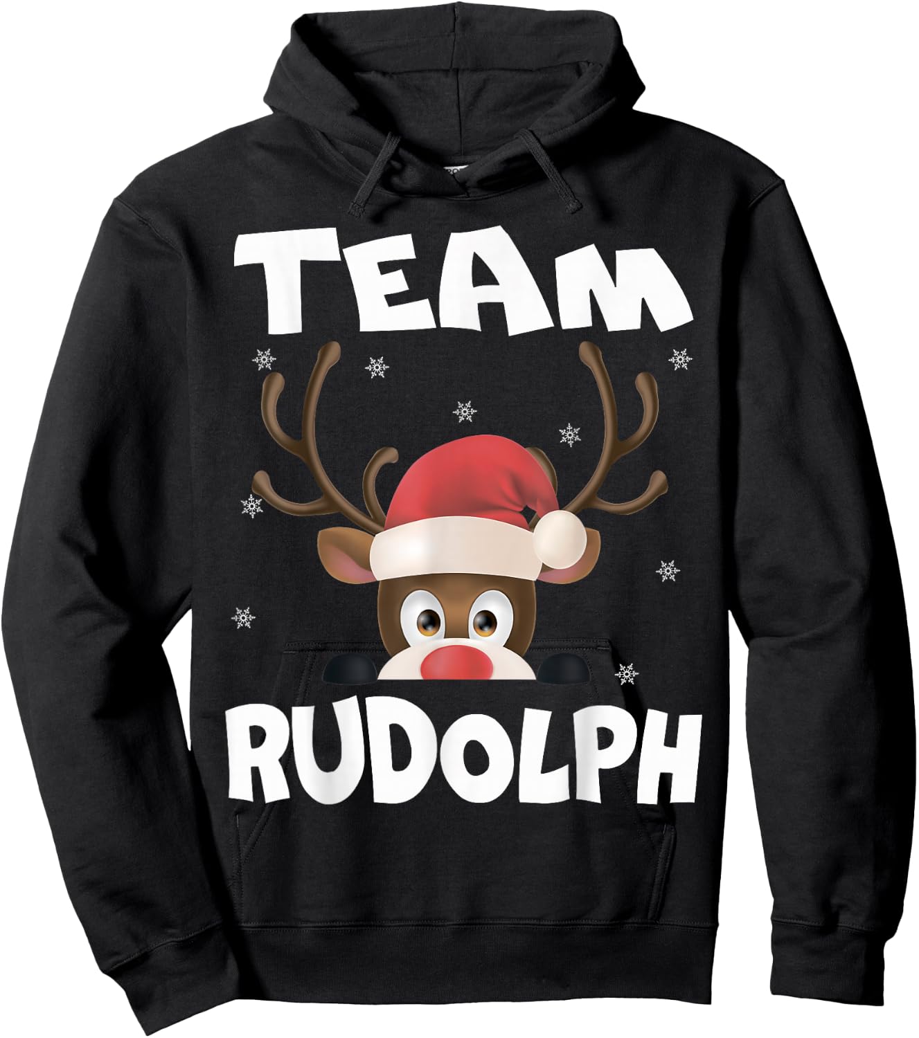 Team Rudolph Funny Xmas Reindeer Deer Lover Gift Design Hoodie - Hoodie | Black