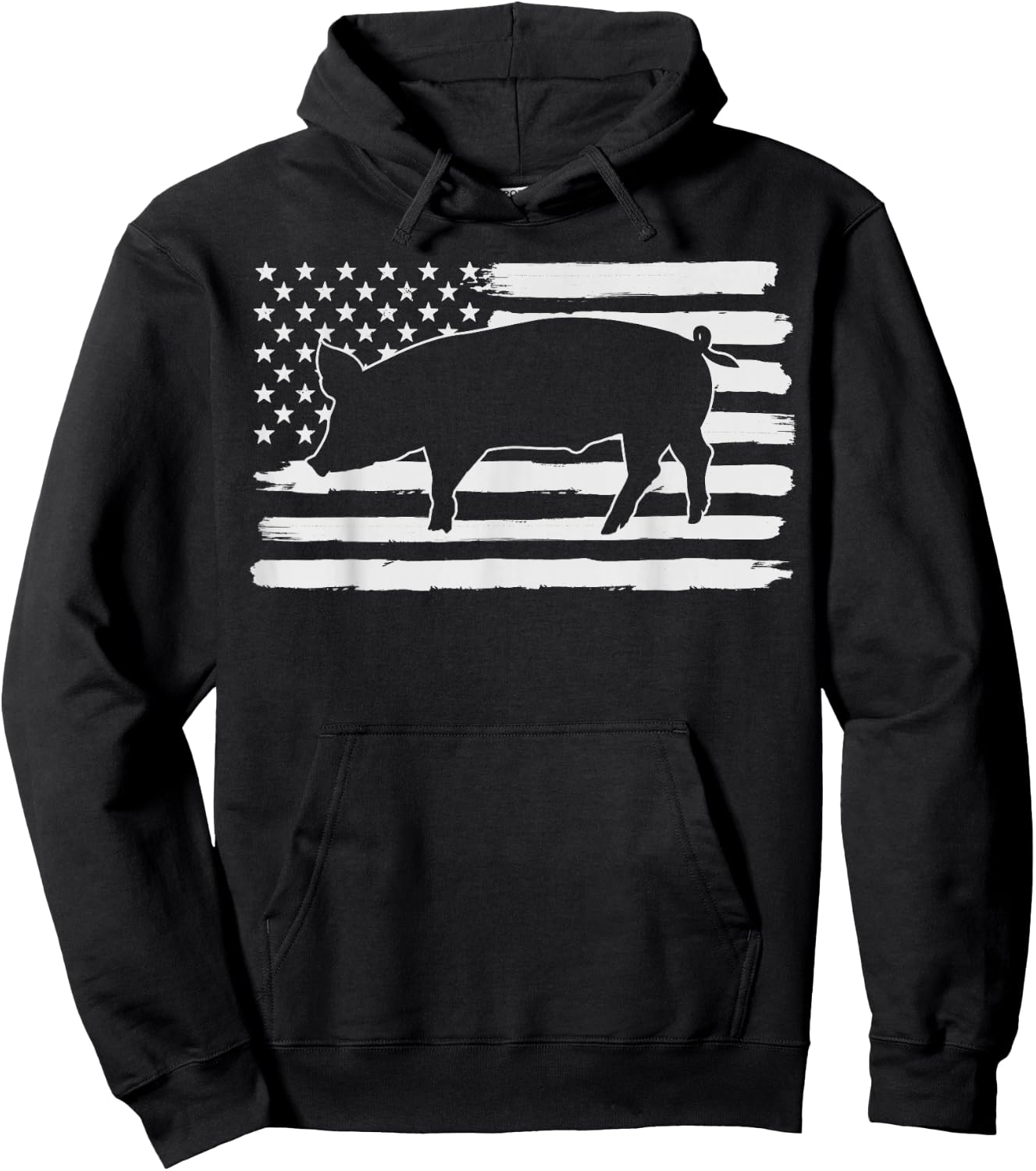 Pigs 4th Of July USA Flag US America Hoodie - Hoodie | Black