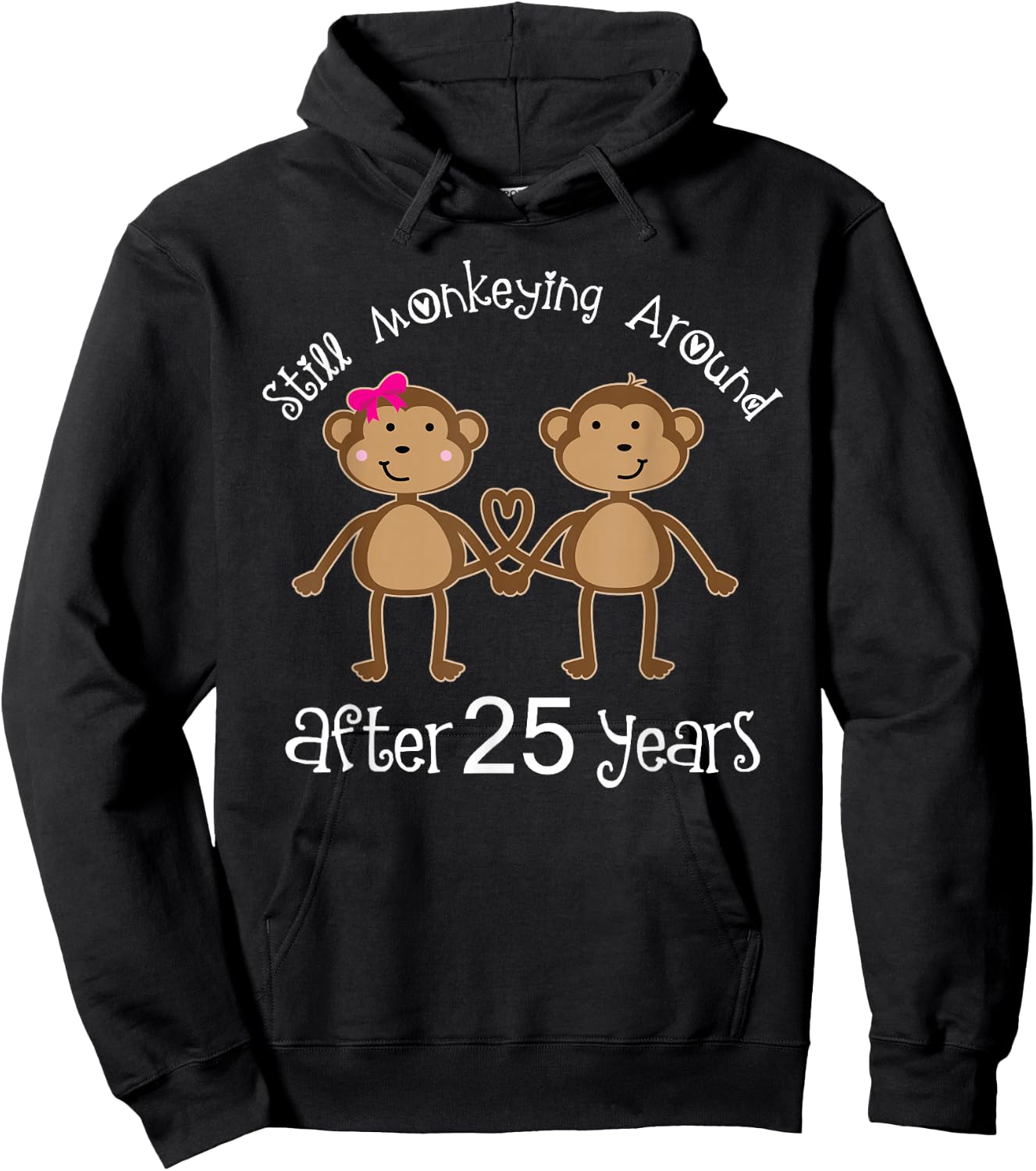 25th Anniversary Funny Monkey Couples Photo Shirt Hoodie - Hoodie | Black