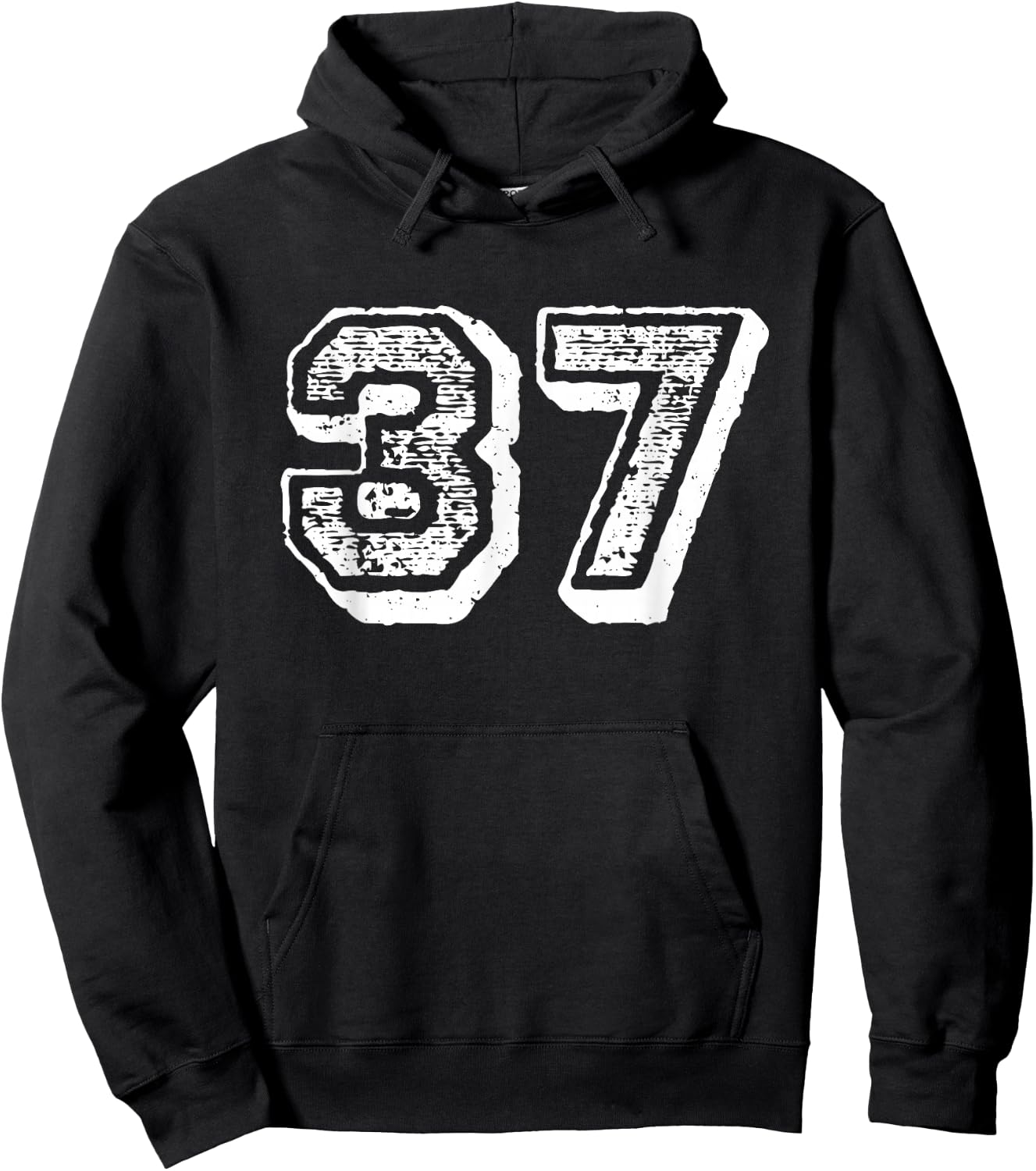 Number 37 Sports Jersey Player #37 Fan Front Print Vintage Hoodie - Hoodie | Black