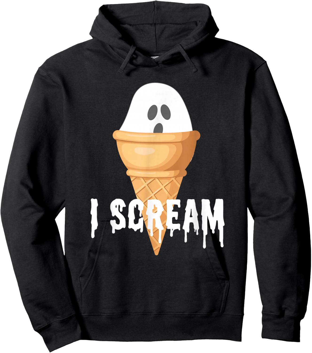 Ice Cream Halloween Costume Funny I Scream Ghost Pun Hoodie - Hoodie | Black