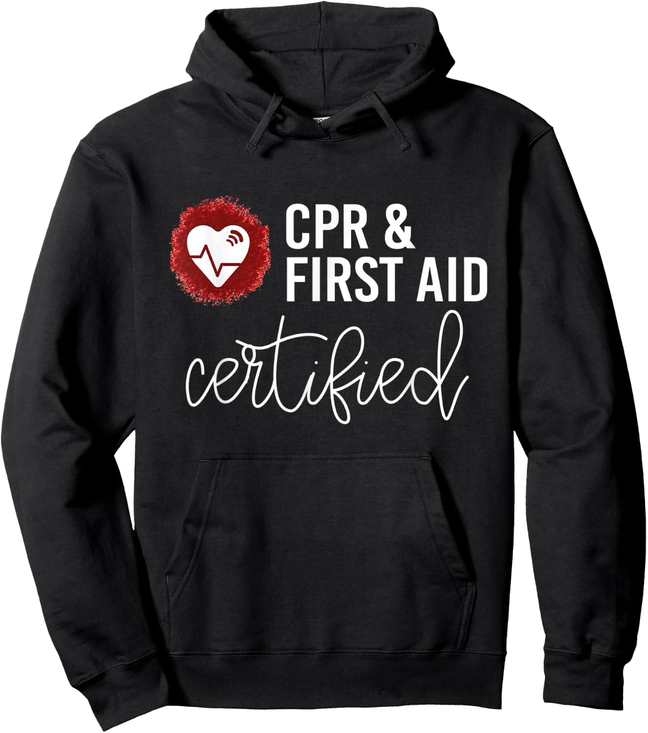 First Aid CPR Certified Shirt AED Teacher Heart Cute Gift Hoodie - Hoodie | Black
