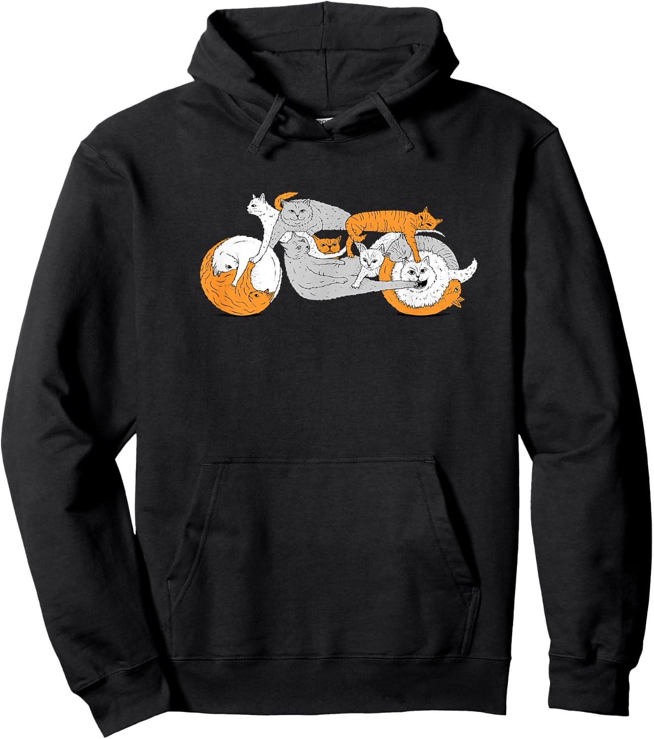 Biker Cat Cafe Racer Motorcycle Kitten Hoodie - Hoodie | Black