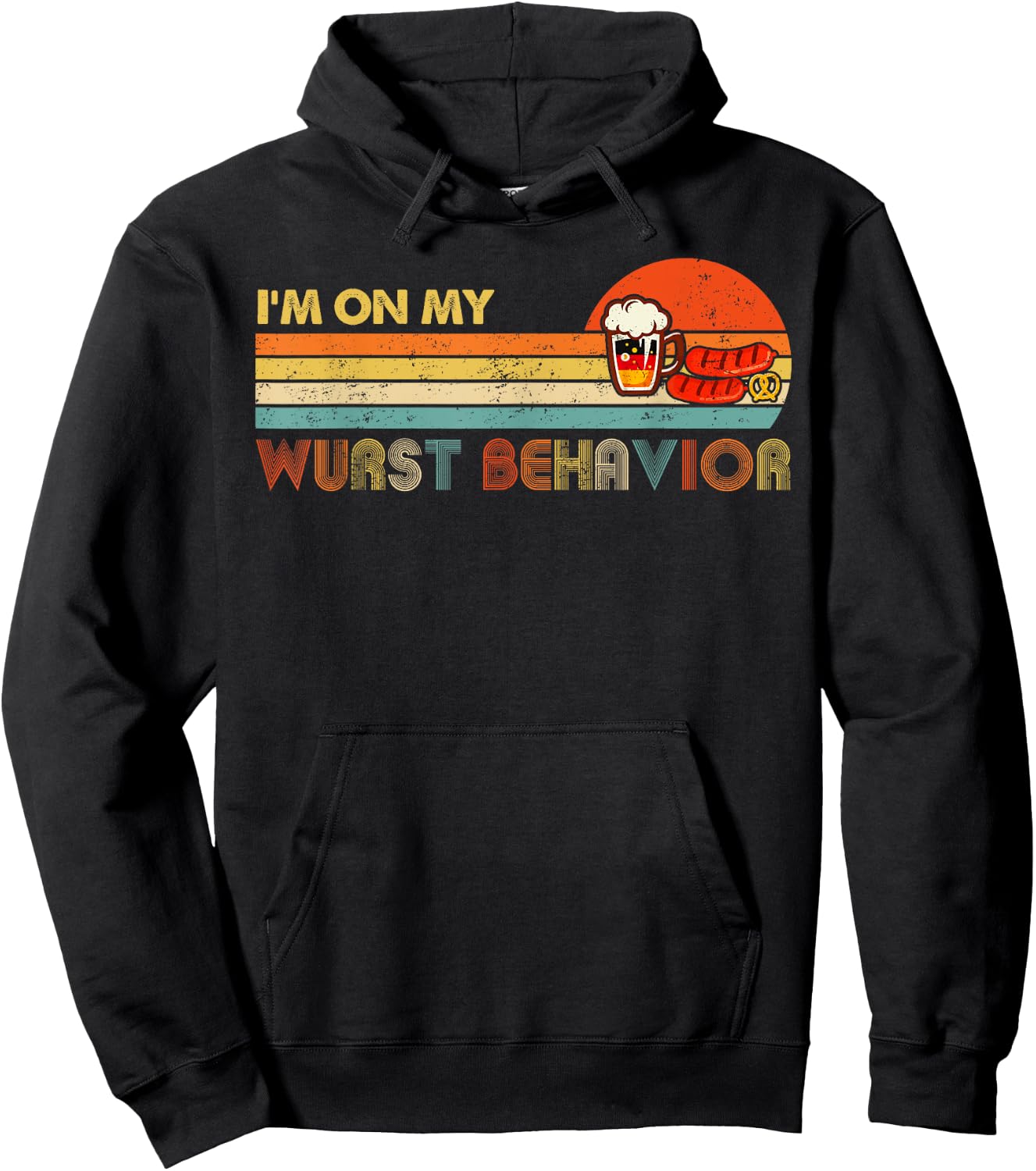 Oktoberfest shirt I'm On My Wurst Behavior vintage retro Hoodie - Hoodie | Black