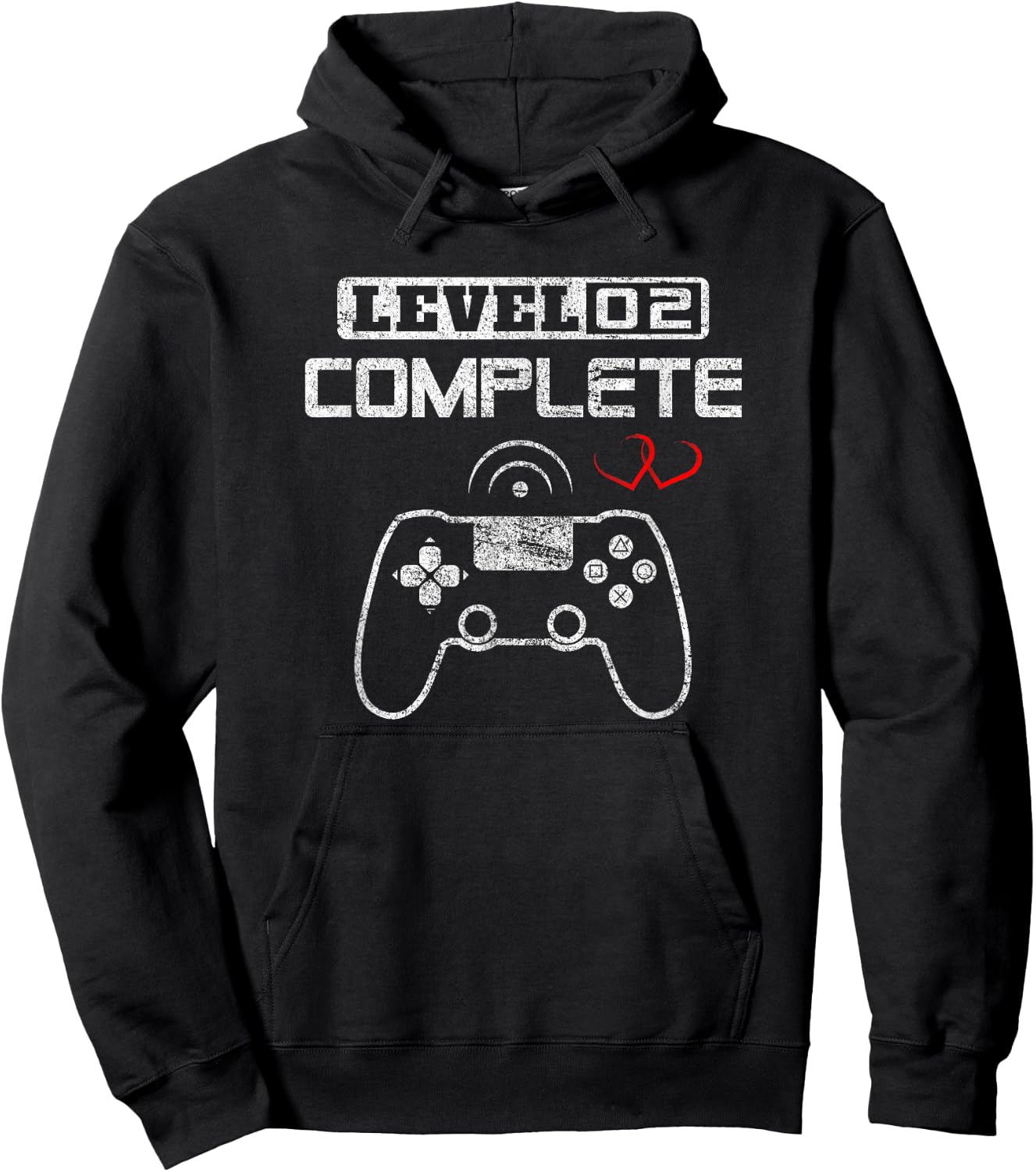 Level 2 Complete 2nd Wedding Anniversary Video Gamer Him Her Hoodie - Hoodie | Black