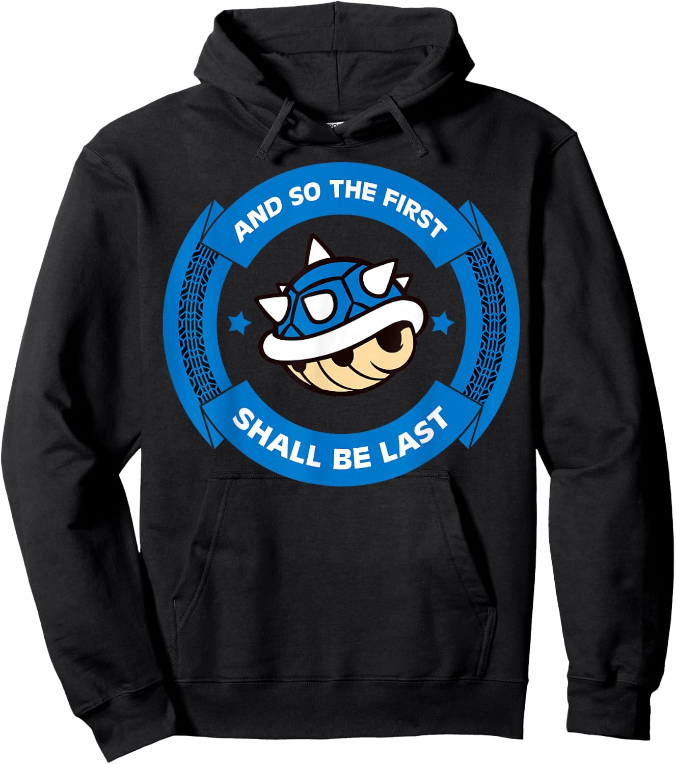 Nintendo Mario Kart Blue Shell Circle Text Hoodie - Hoodie | Black