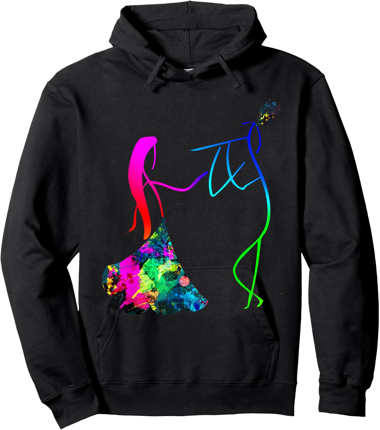 Multi Colored Radha And Krishna T Shirt. Hoodie - Hoodie | Black